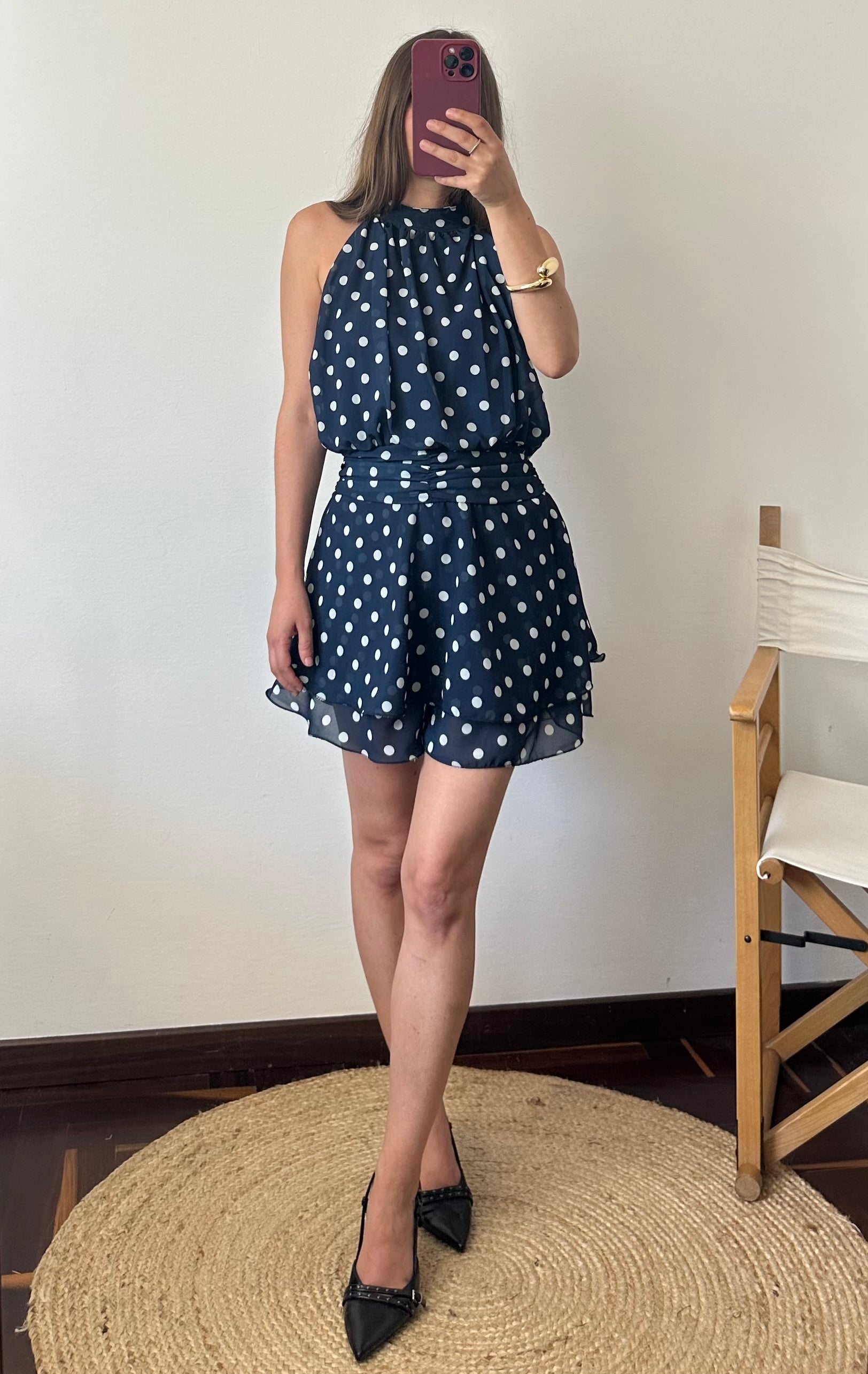ABITO Pois SCOLLO all’americana blu-bianco