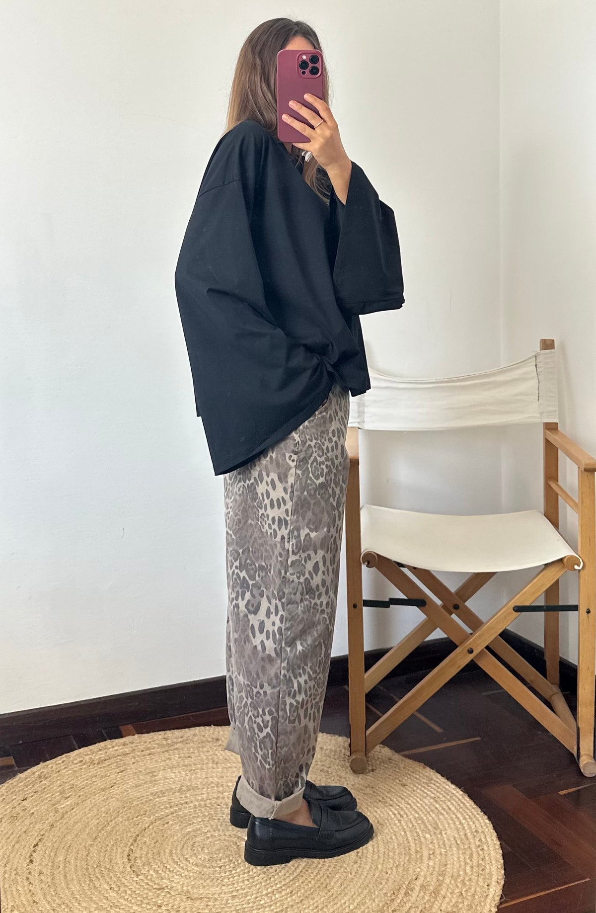 PANTALONE BALLOON ANIMALIER in cotone