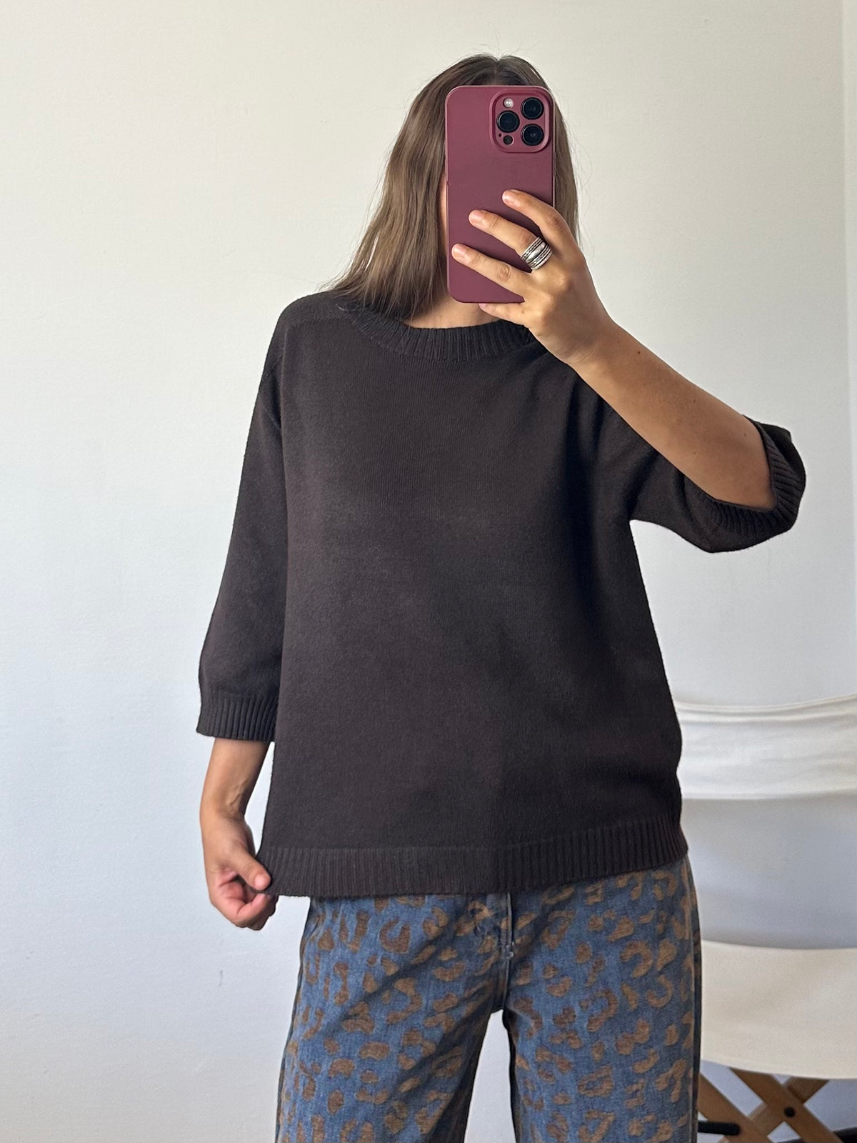 PULLOVER in morbida viscosa MARRONE