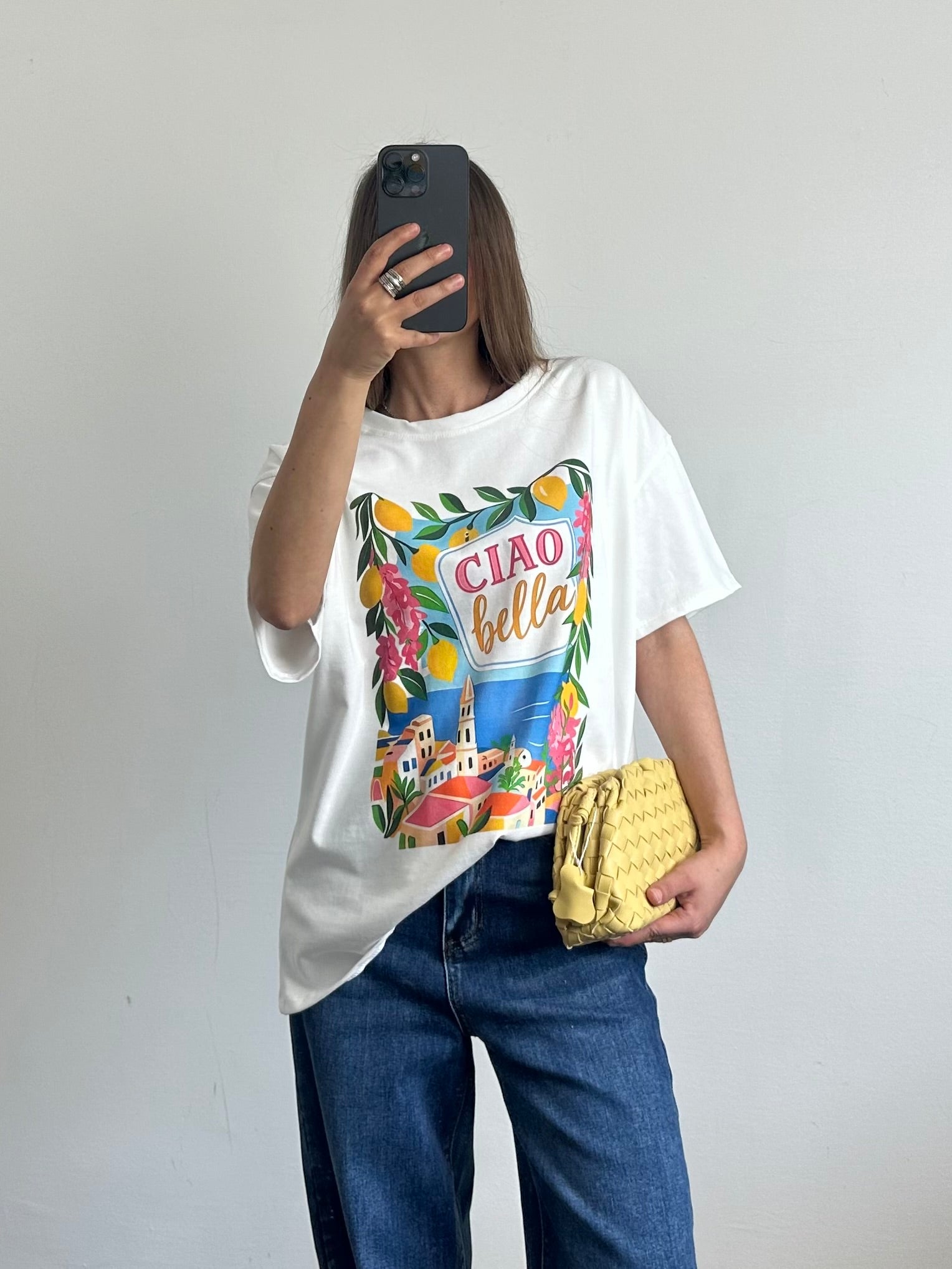 T-shirt 100% cotone over “ ciao bella”