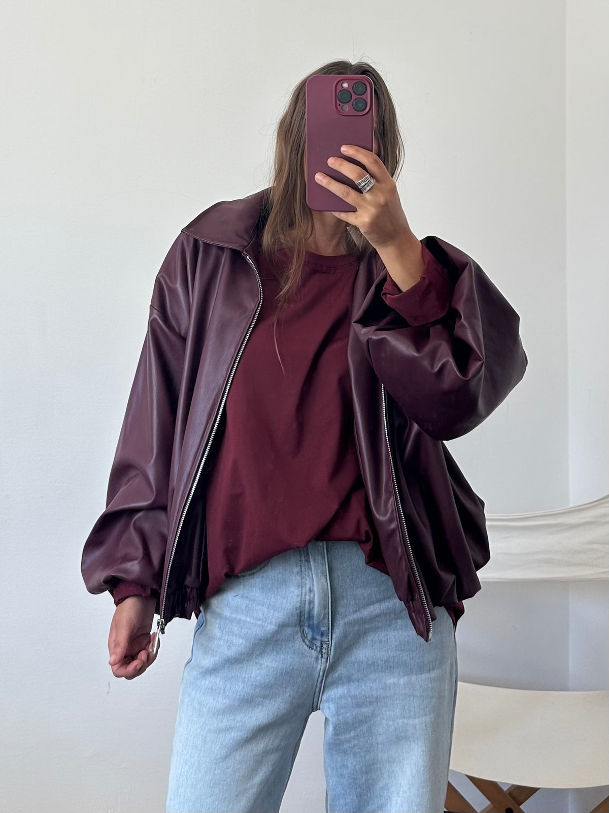 Bomber SIMIL PELLE BORGOGNA