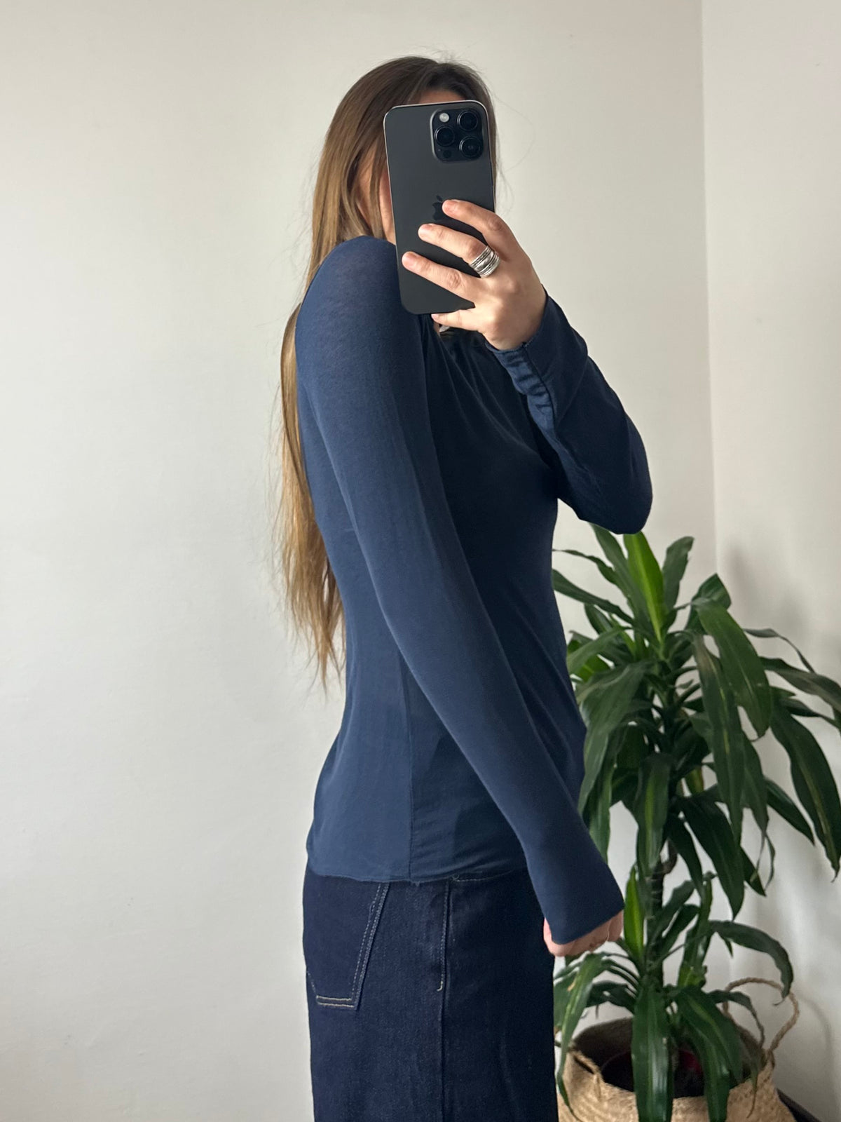 MAGLIA misto CASHMERE GIROCOLLO BLU NOTTE