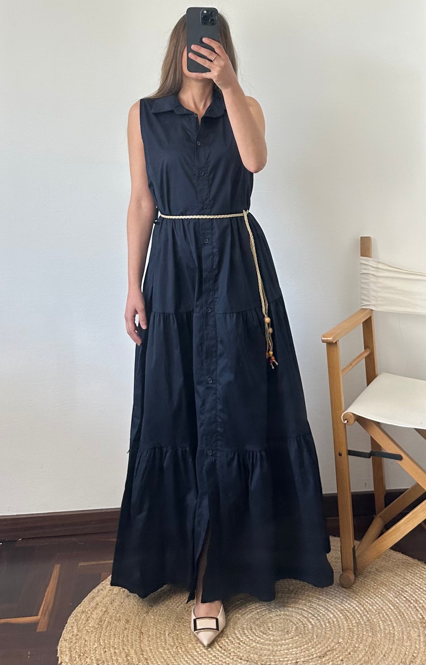 ABITO SMANICATO in cotone blu