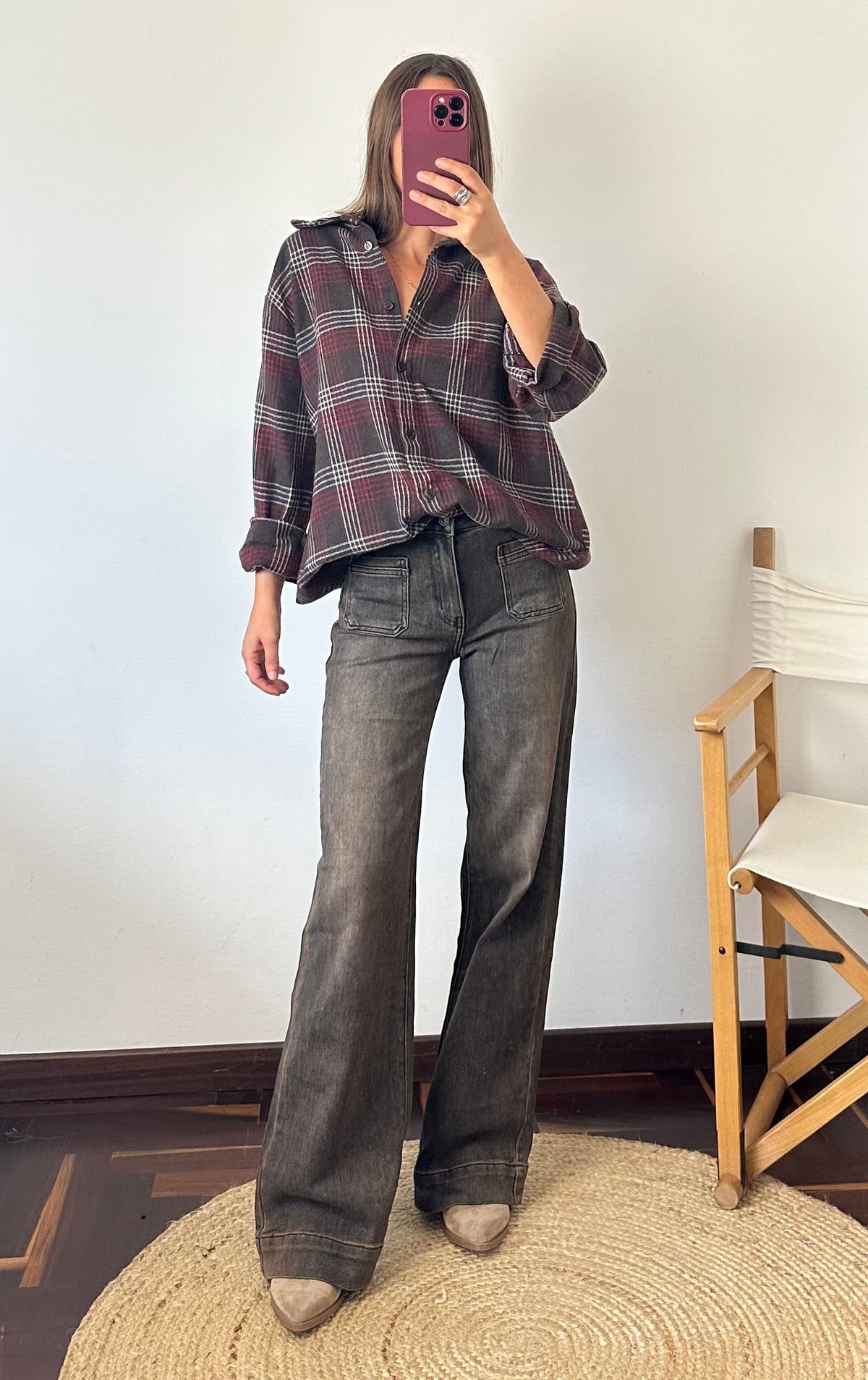 CAMICIA in cotone CIOCCOLATO-ROSSO