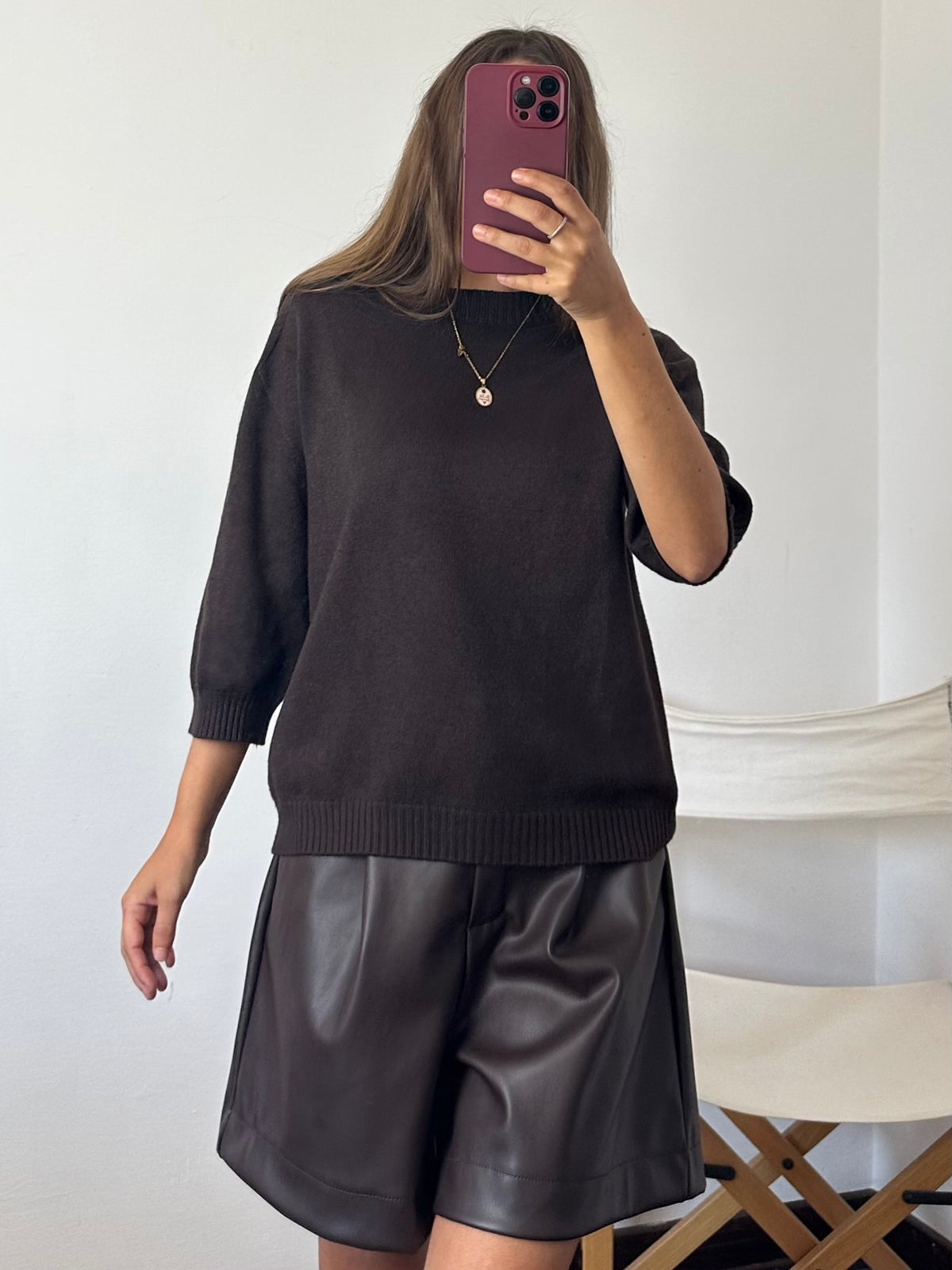 PULLOVER in morbida viscosa MARRONE