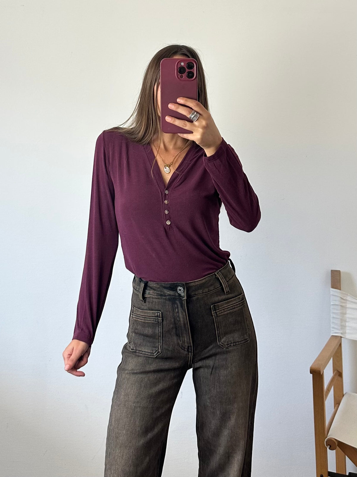 MAGLIA misto CASHMERE con bottoni BORDEAUX