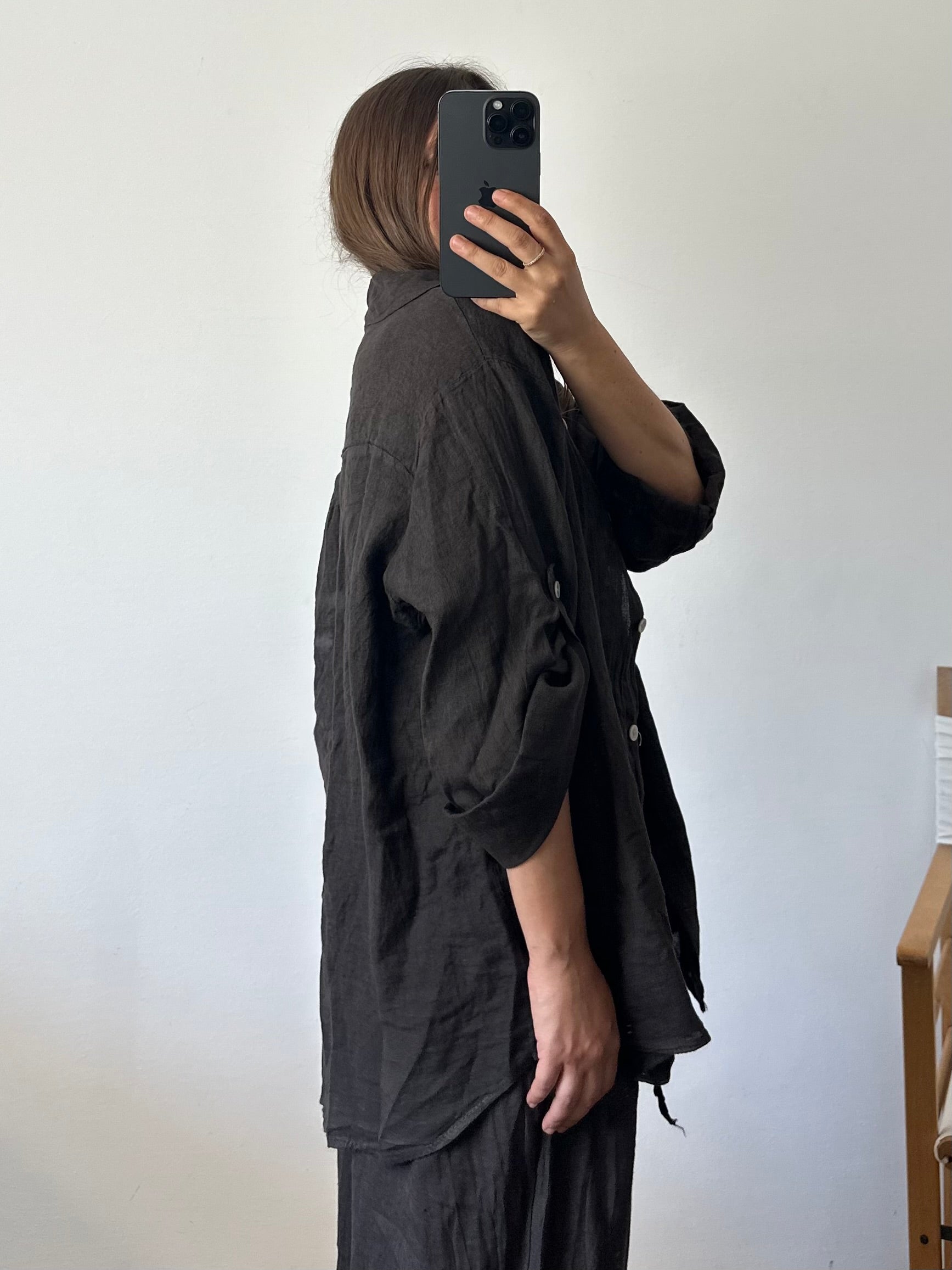 CAMICIA 100% puro LINO cioccolato