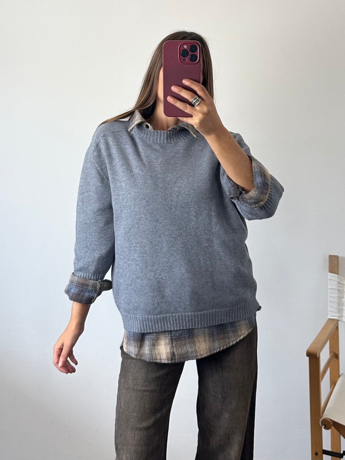 PULLOVER in morbida viscosa GRIGIO