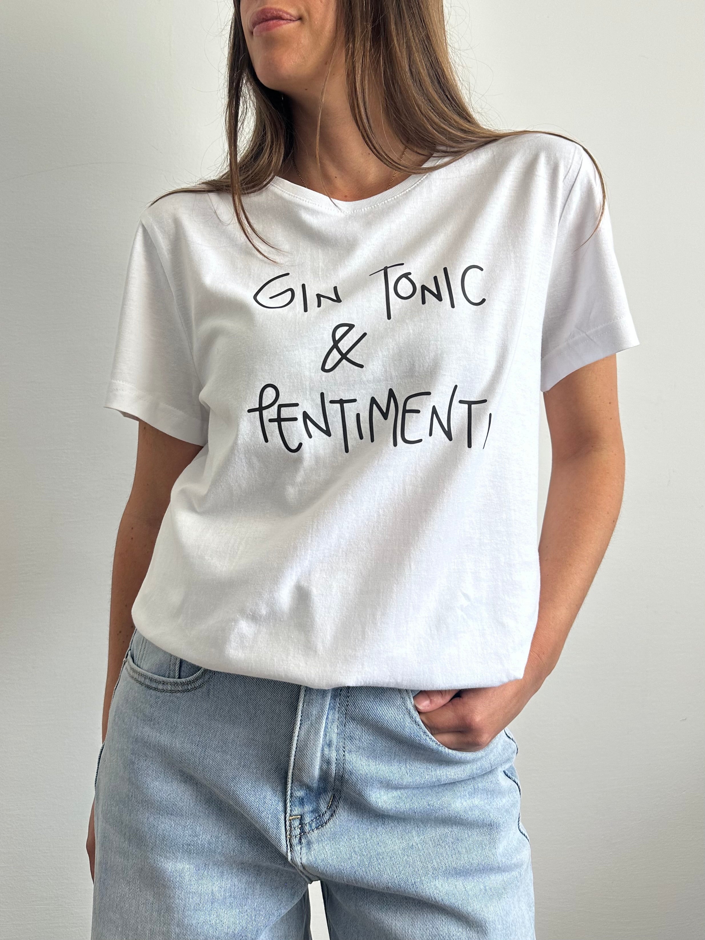 T-shirt in cotone “ Gin Tonic & pentimenti”