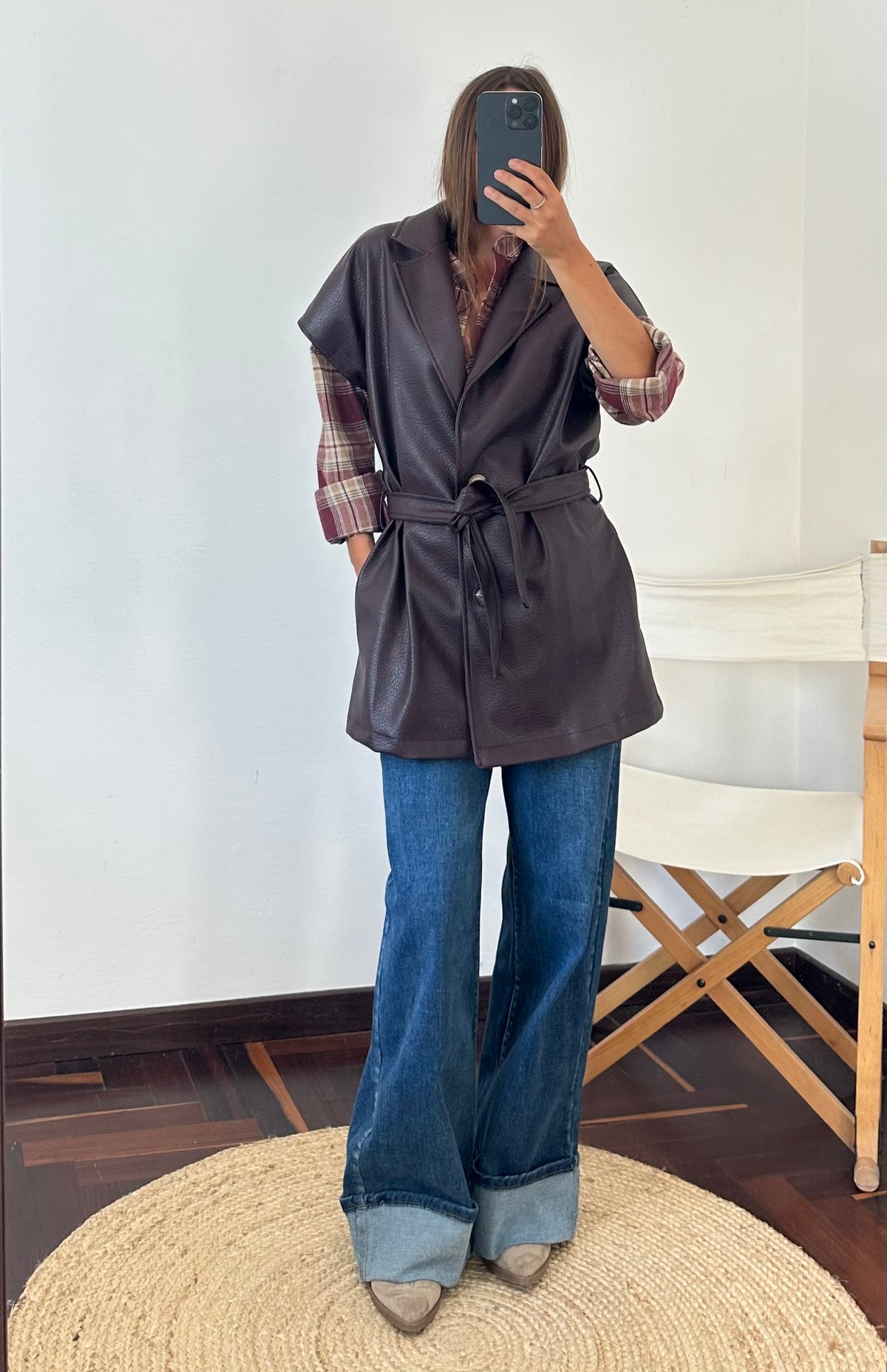 GILET ECOPELLE MARTELLATA BORGOGNA