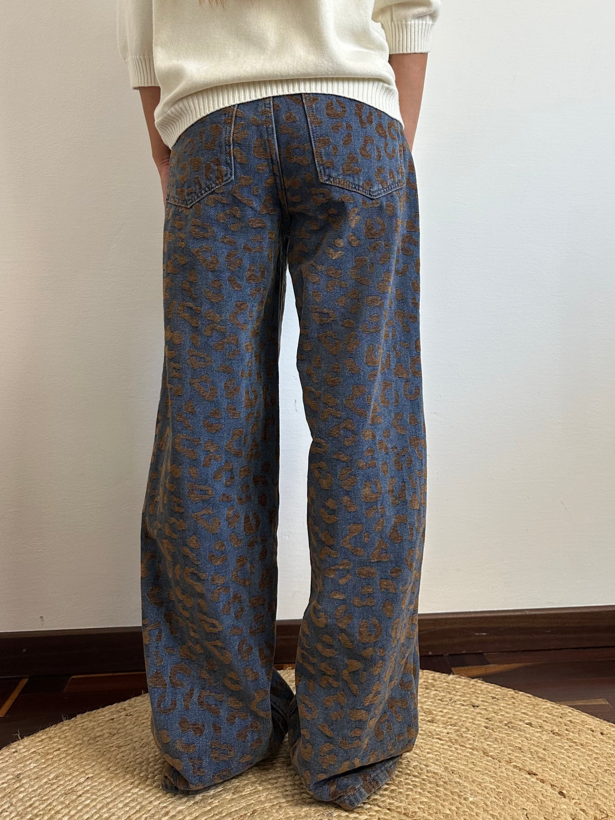 JEANS WIDE LEG ANIMALIER