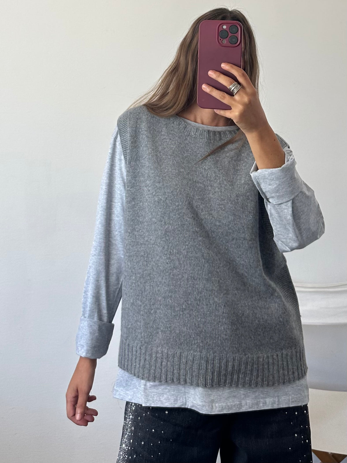 Gilet in misto cashmere GRIGIO