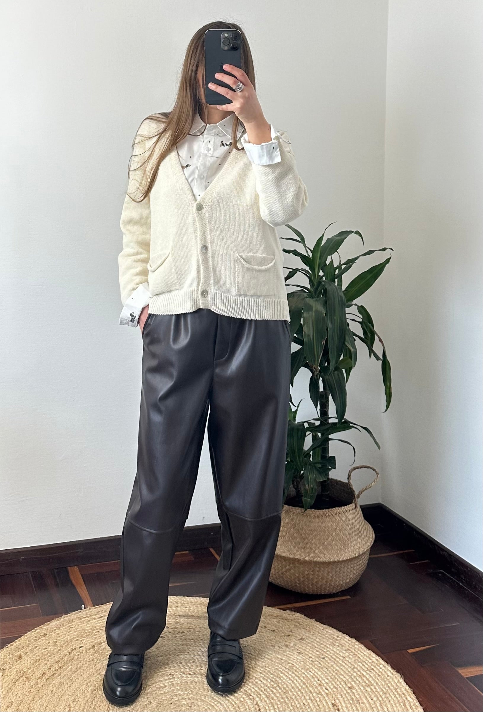 CARDIGAN con tasche in misto cotone PANNA