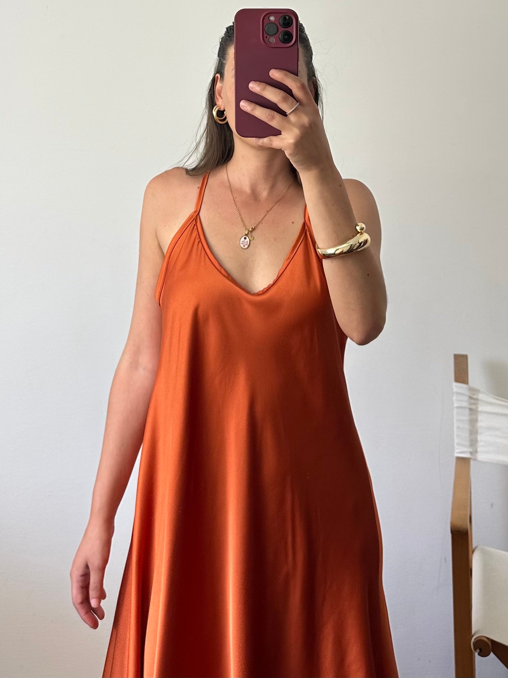 ABITO SATIN TERRACOTTA