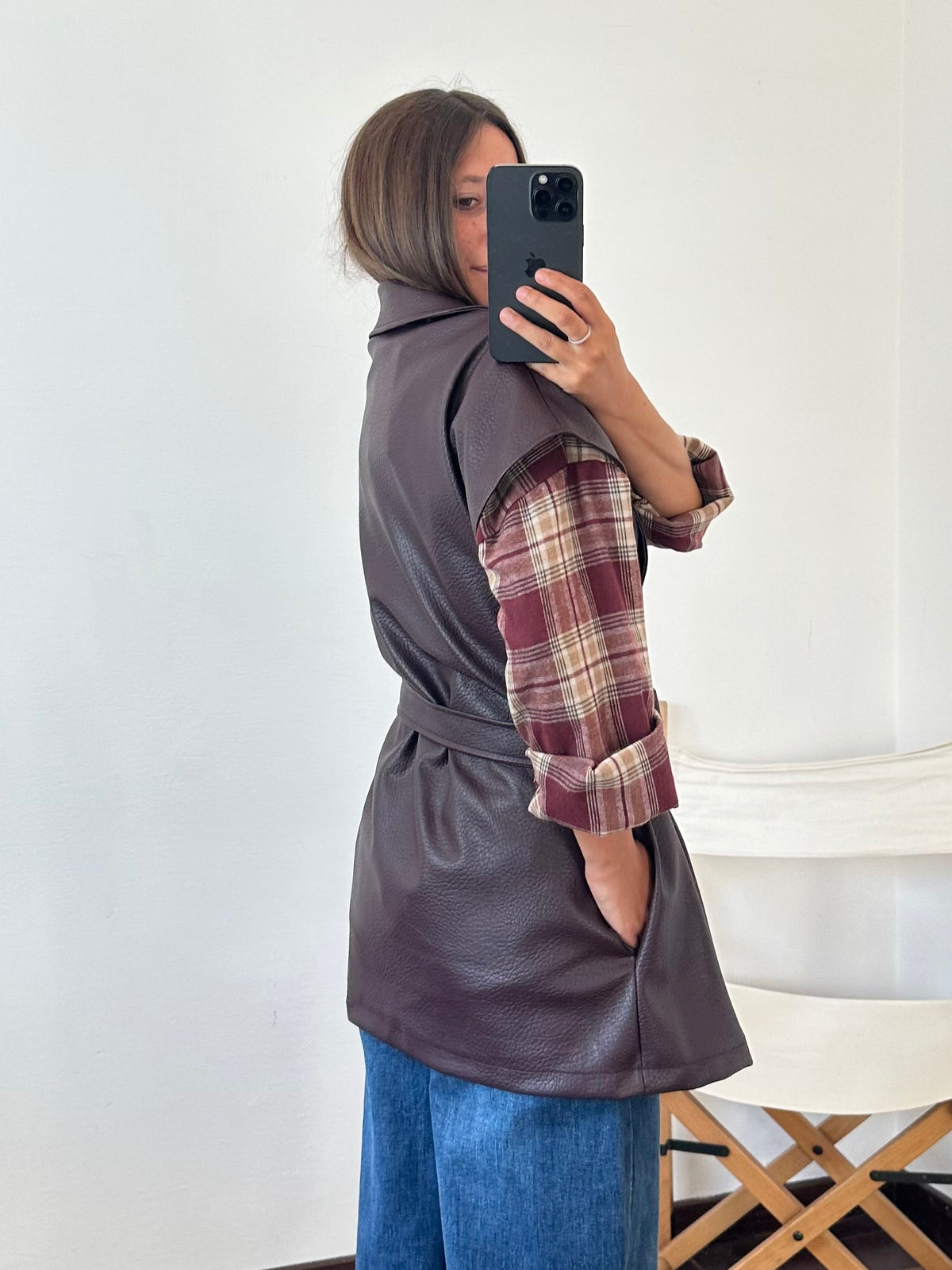 GILET ECOPELLE MARTELLATA BORGOGNA