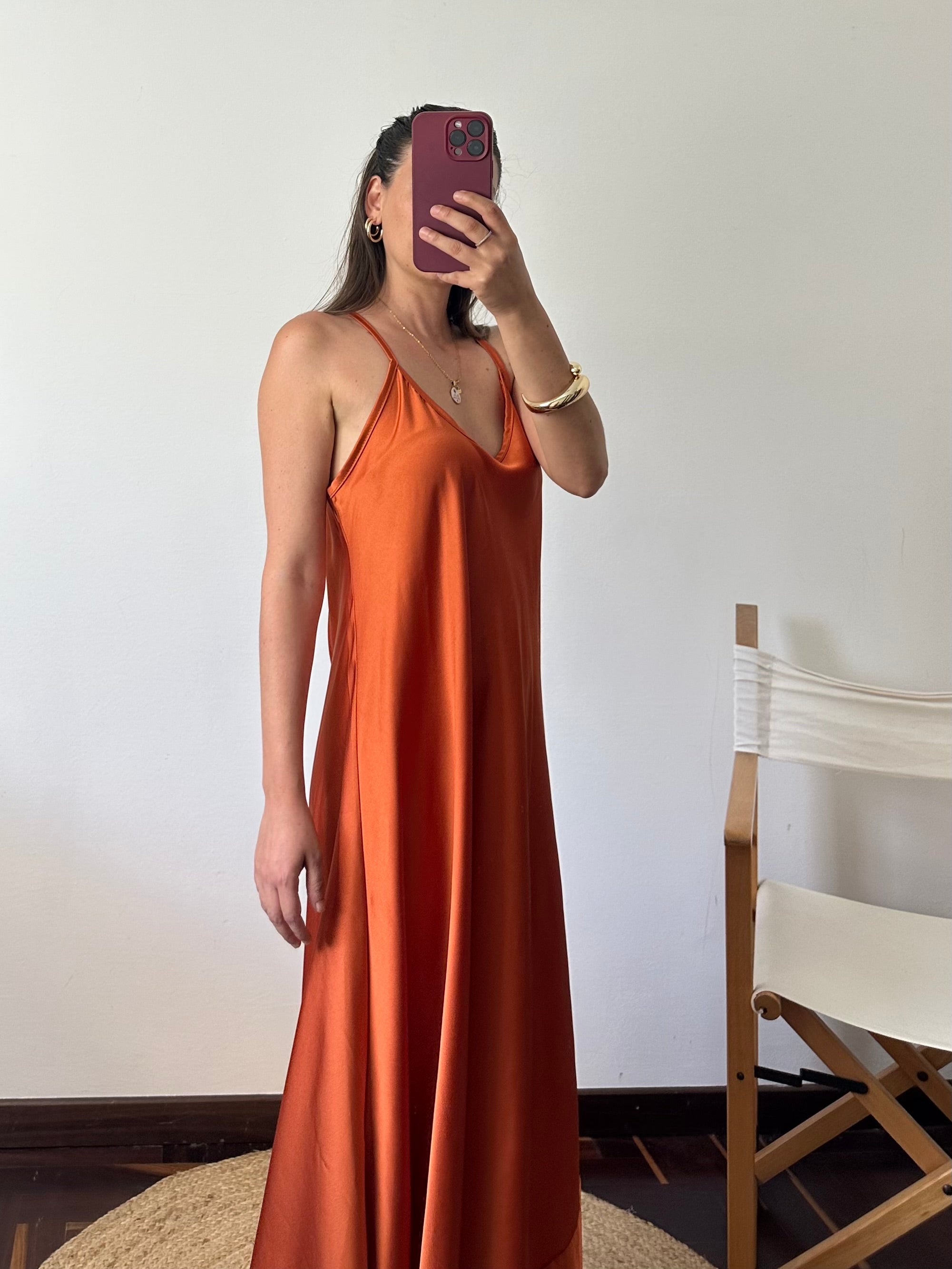 ABITO SATIN TERRACOTTA