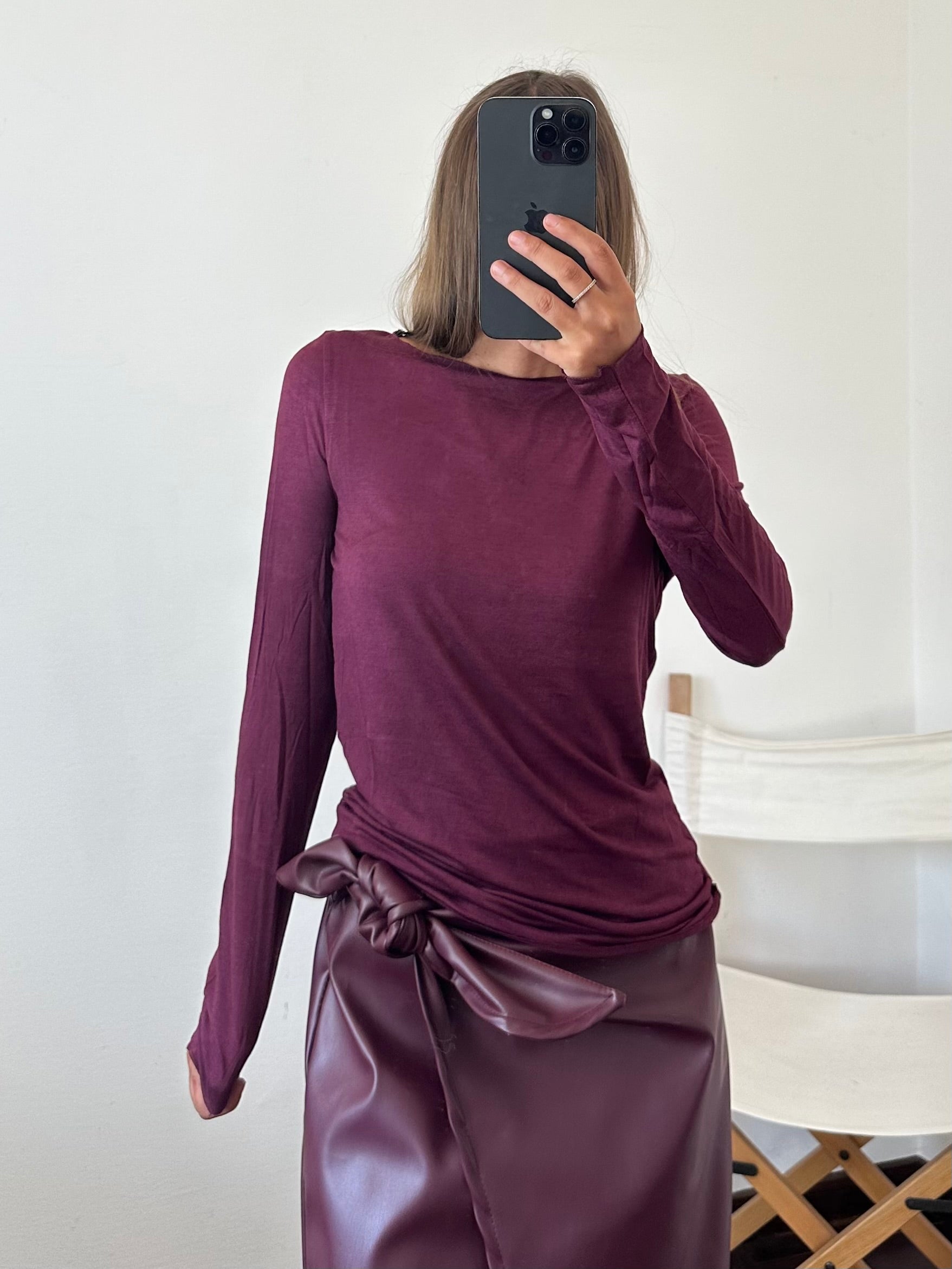 MAGLIA misto CASHMERE GIROCOLLO BORGOGNA
