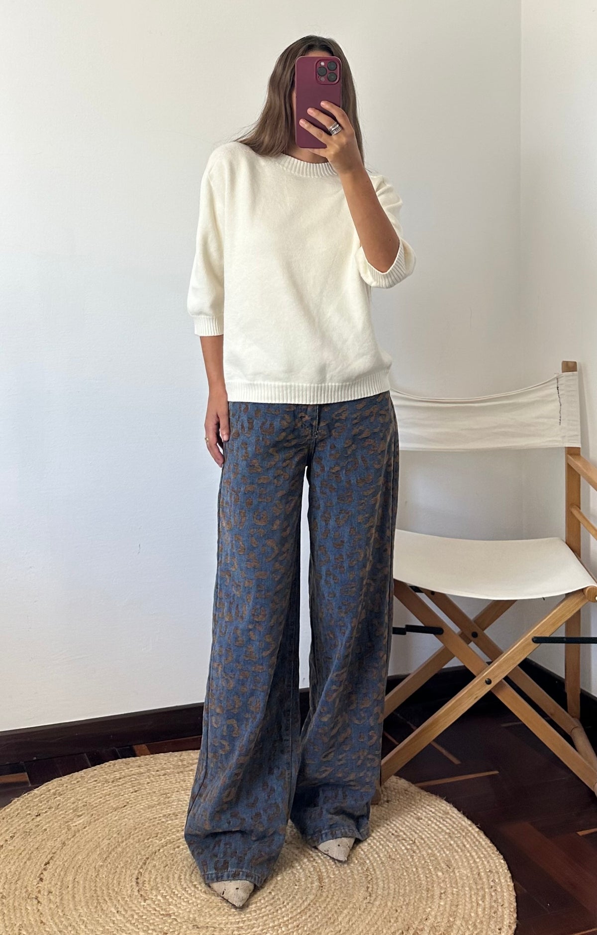 JEANS WIDE LEG ANIMALIER