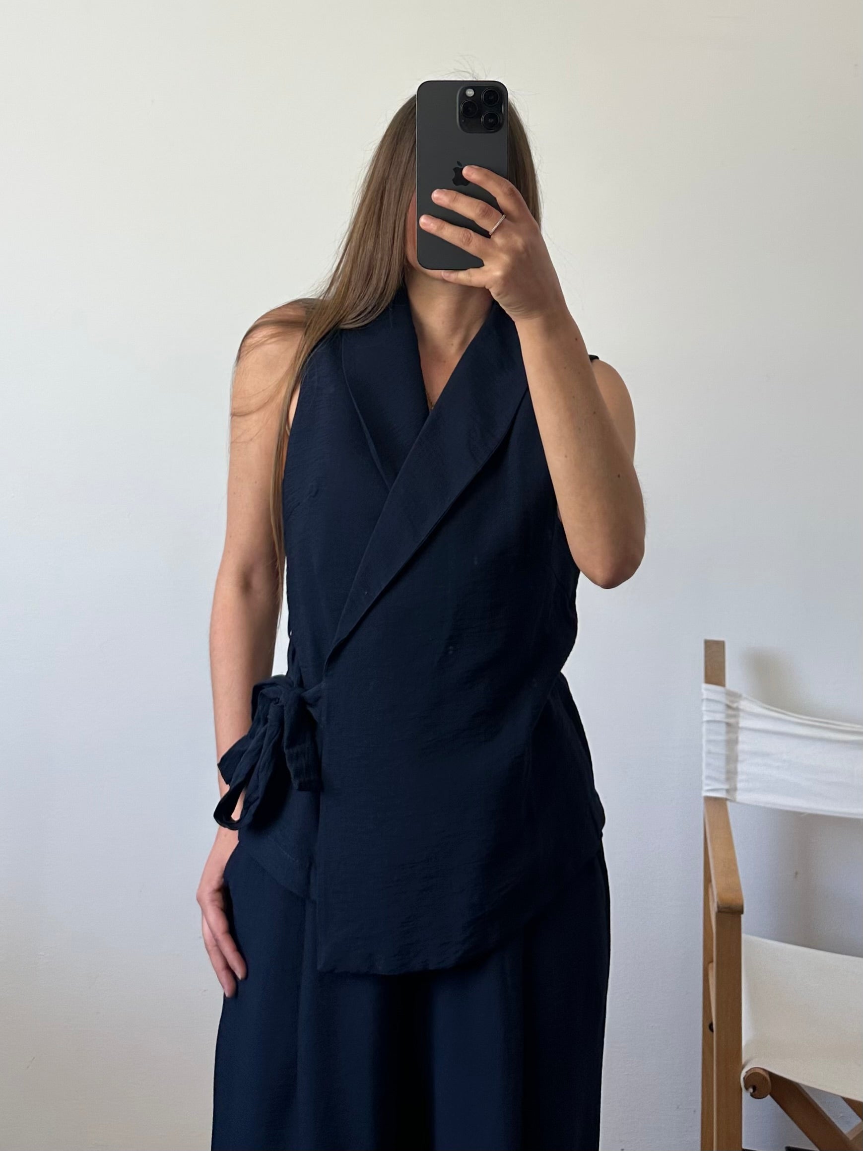 COORDINATO SMANICATO a incrocio BLU