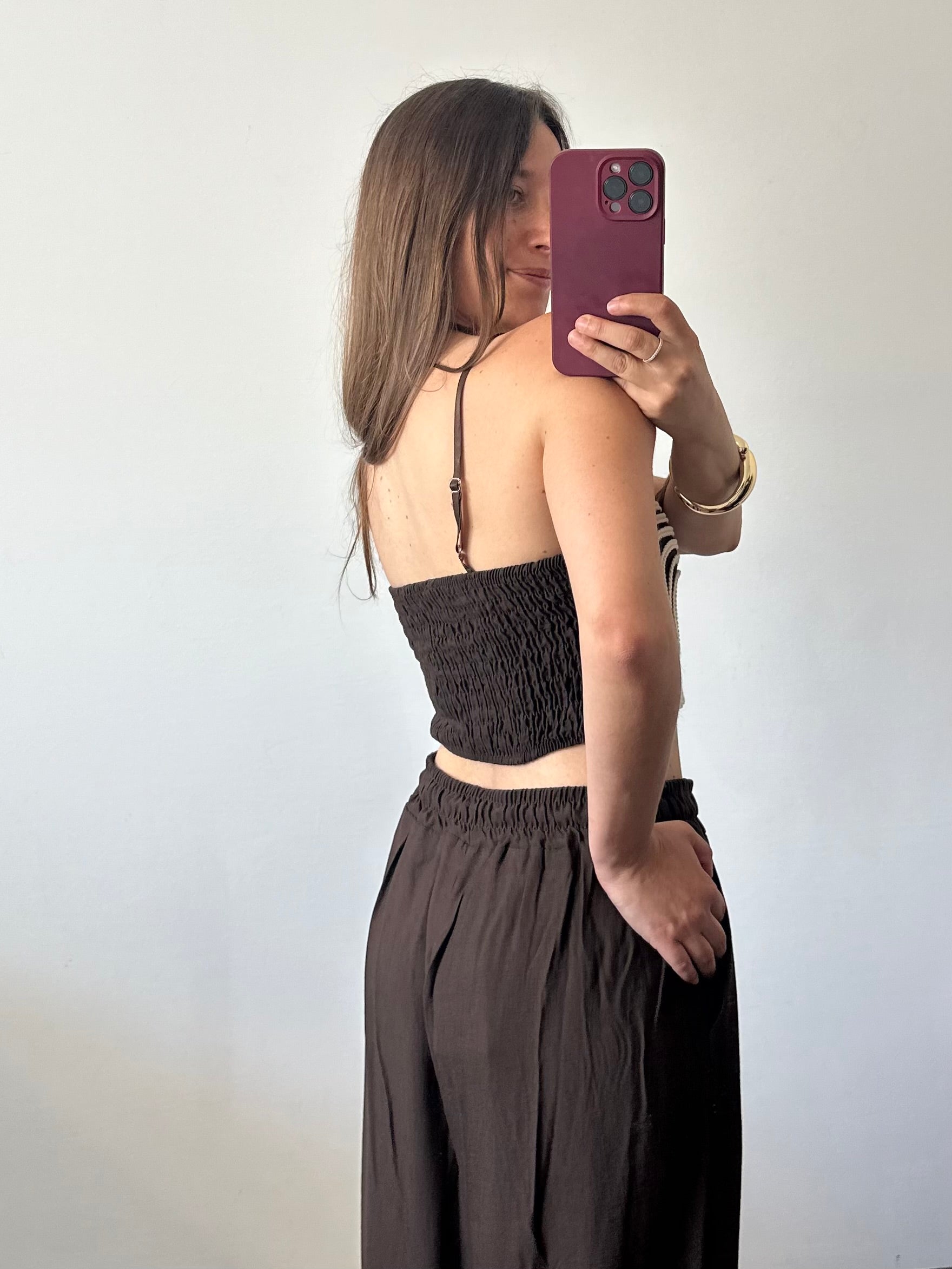 COORDINATO etnico ricamo marrone
