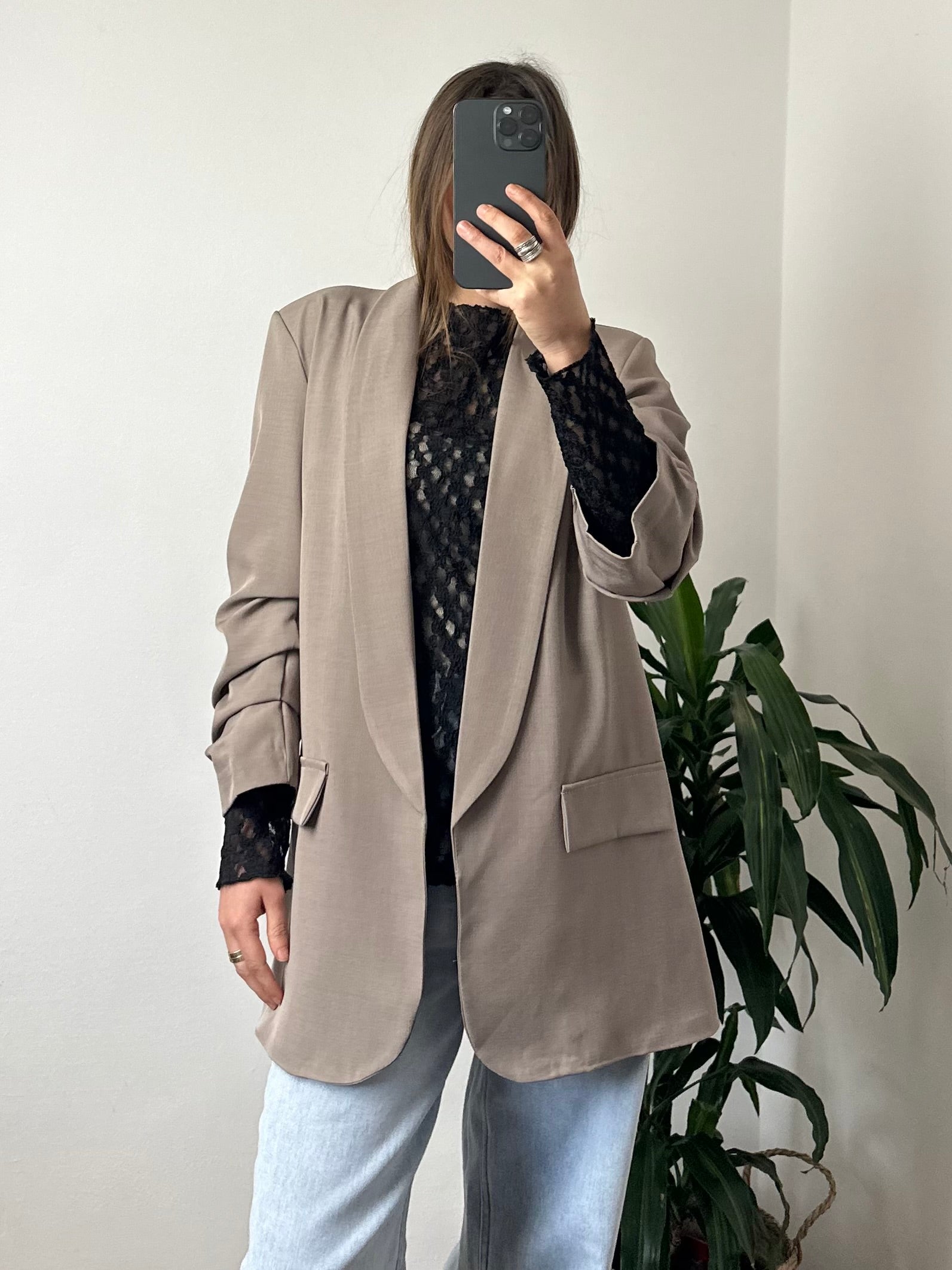BLAZER MANICA ARRICCIATA TORTORA