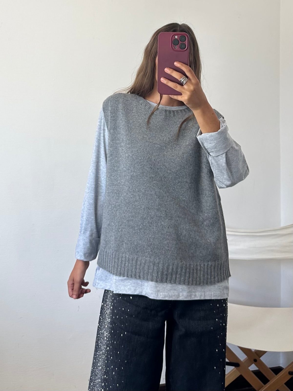 MAGLIA in COTONE GRIGIO