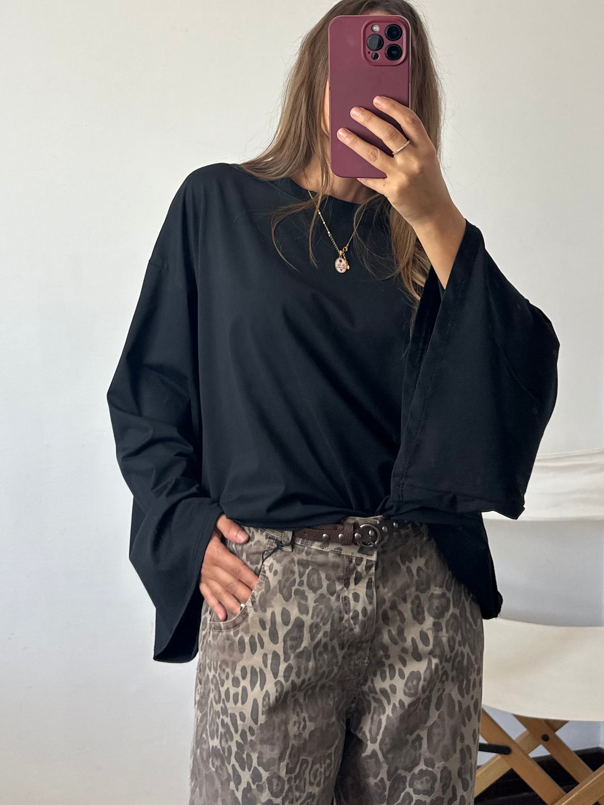 PANTALONE BALLOON ANIMALIER in cotone