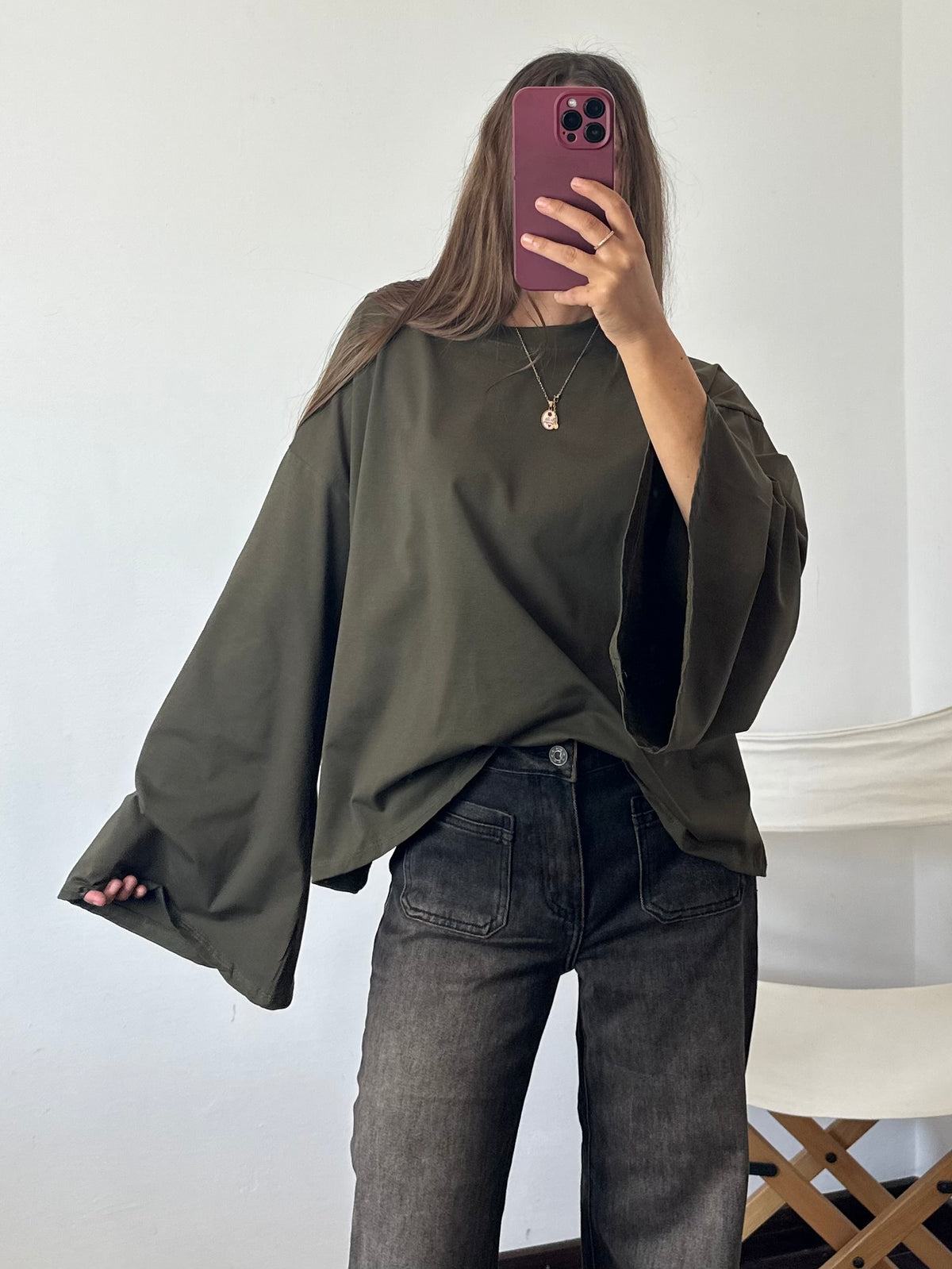 MAGLIA COTONE manica larga VERDE OLIVA