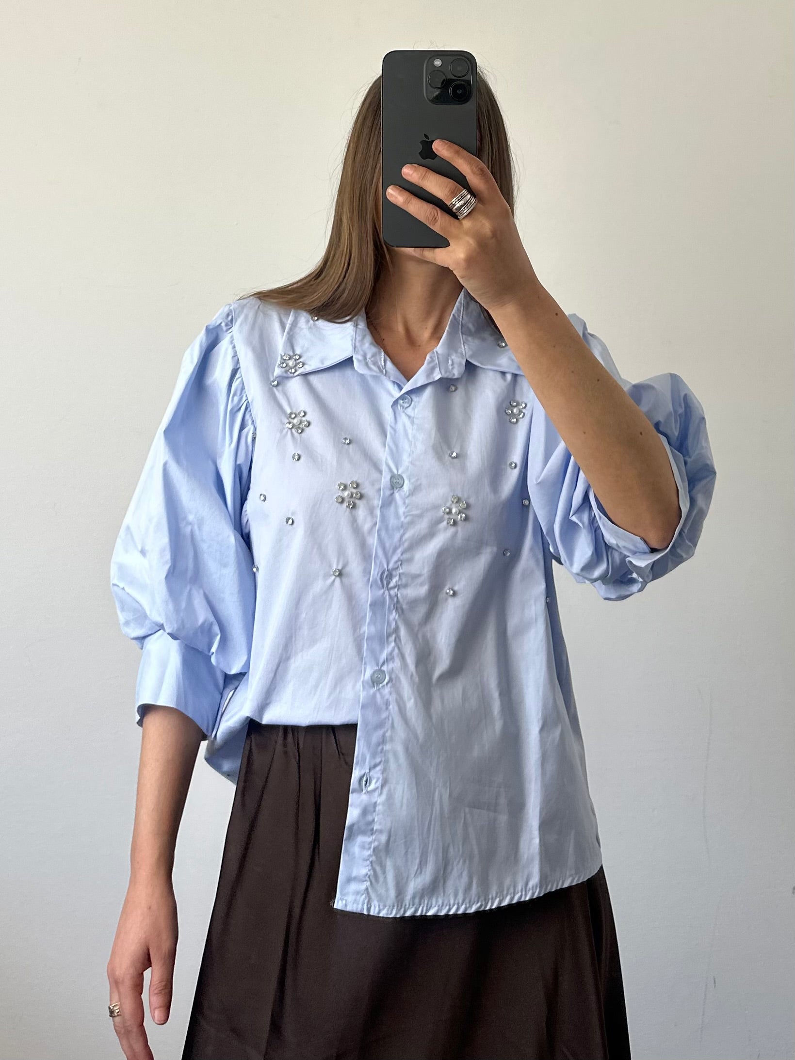 Camicia Swarovski azzurra