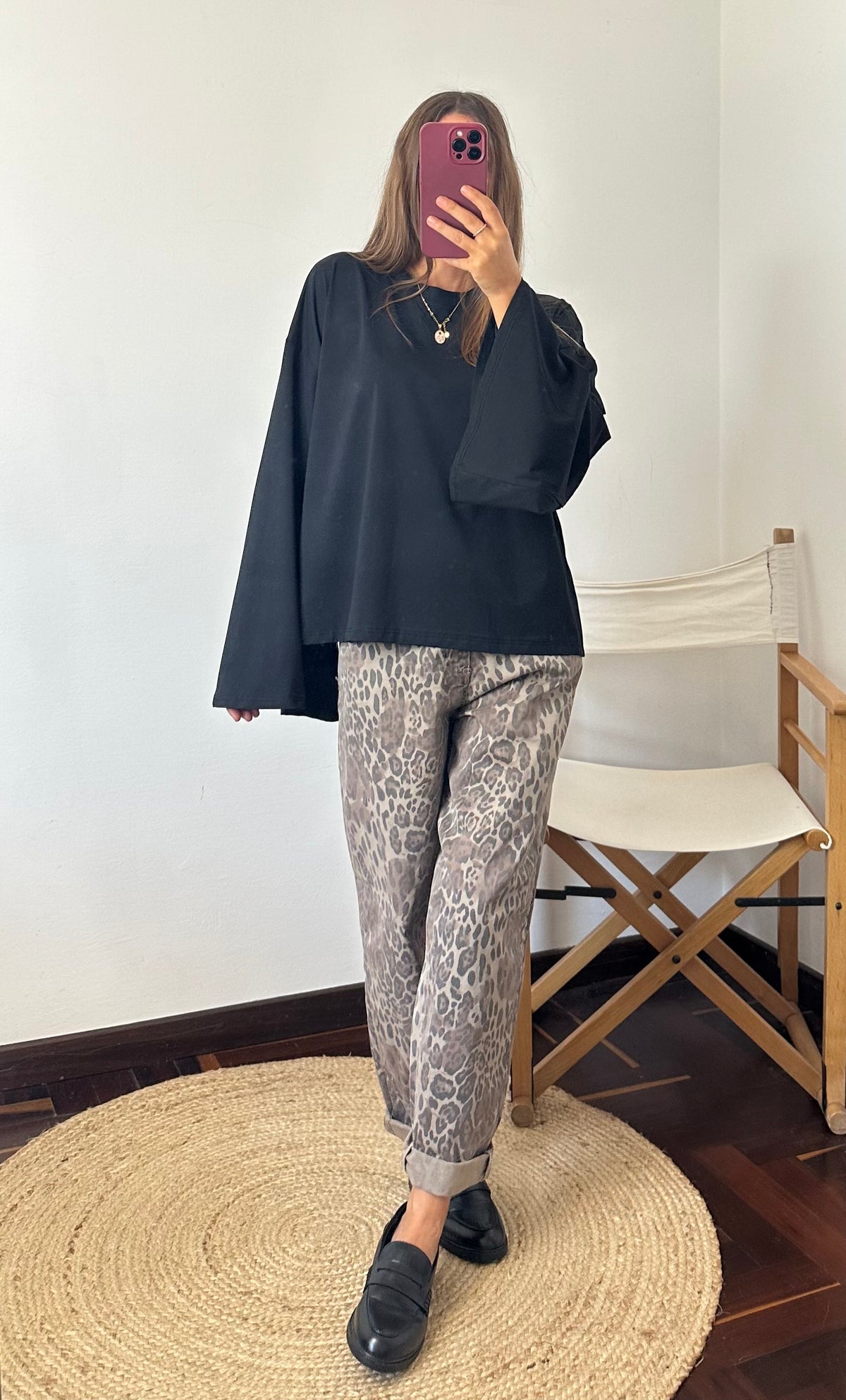 PANTALONE BALLOON ANIMALIER in cotone