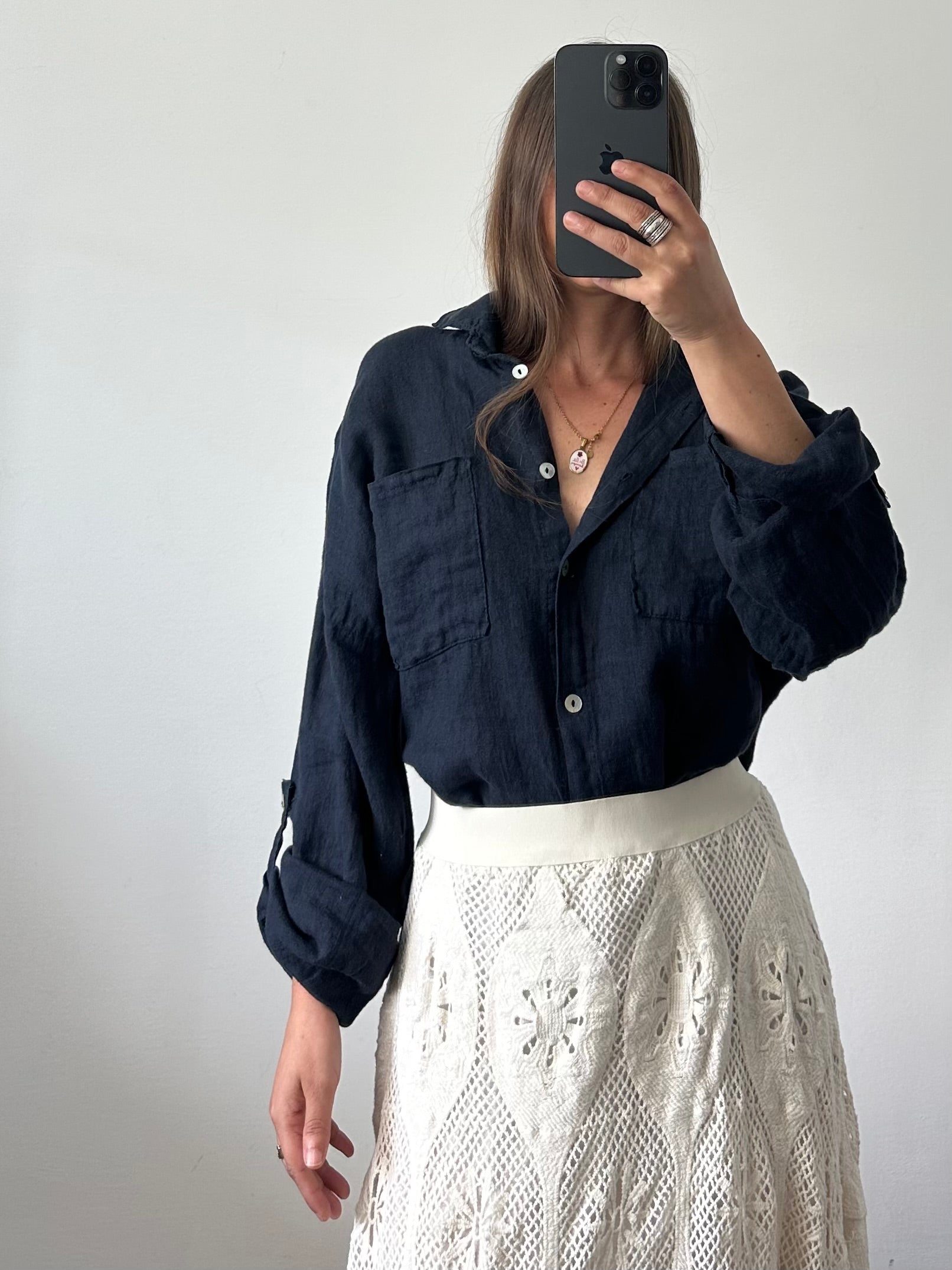 CAMICIA 100% puro LINO BLU