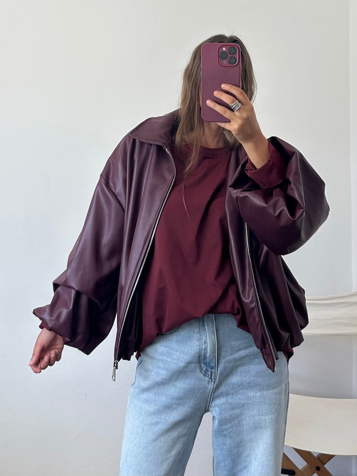 Bomber SIMIL PELLE BORGOGNA
