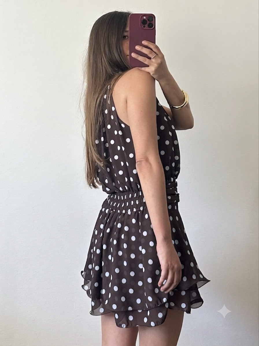 ABITO Pois SCOLLO ALL’AMERICANA marrone-bianco