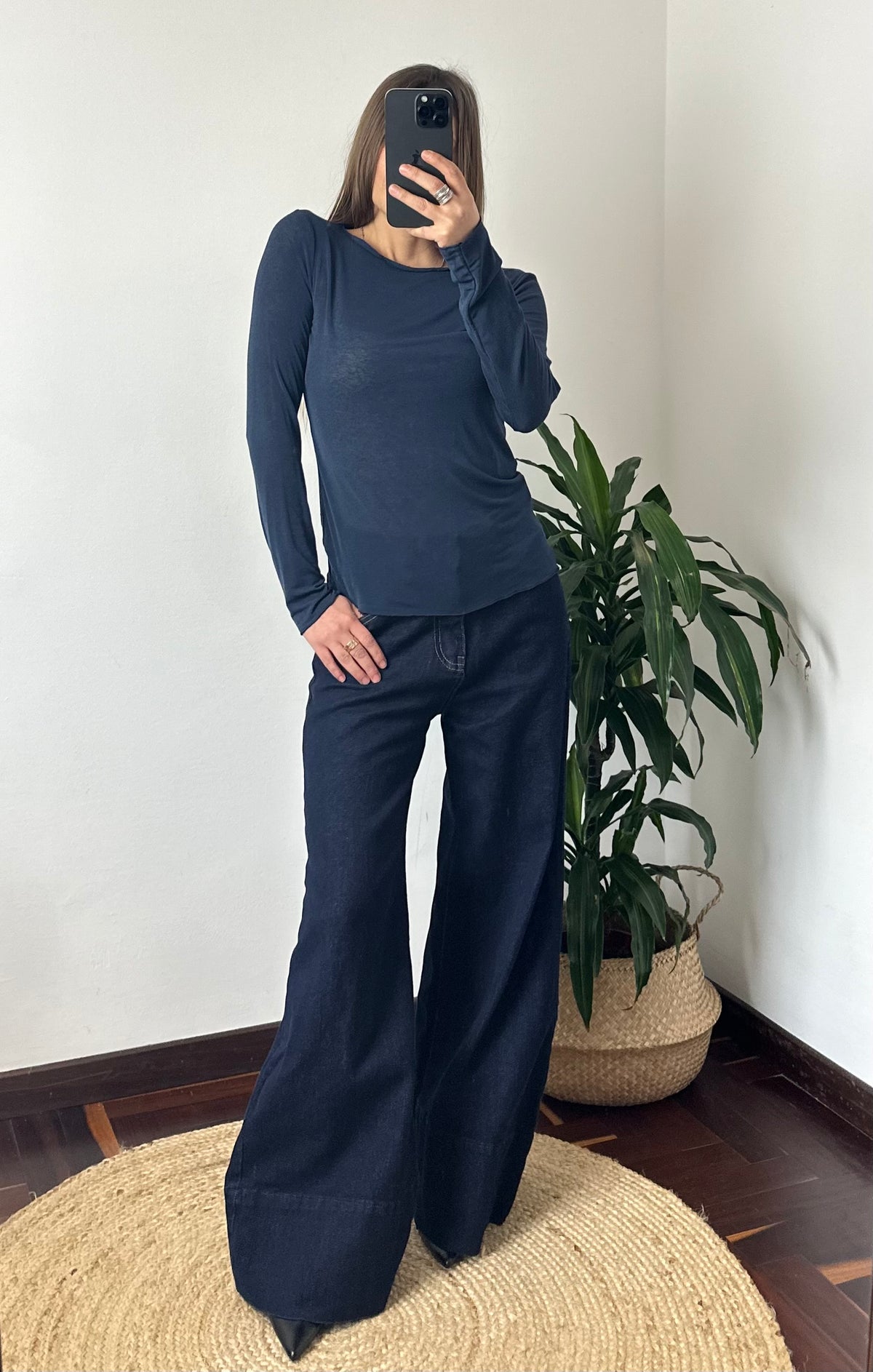 MAGLIA misto CASHMERE GIROCOLLO BLU NOTTE