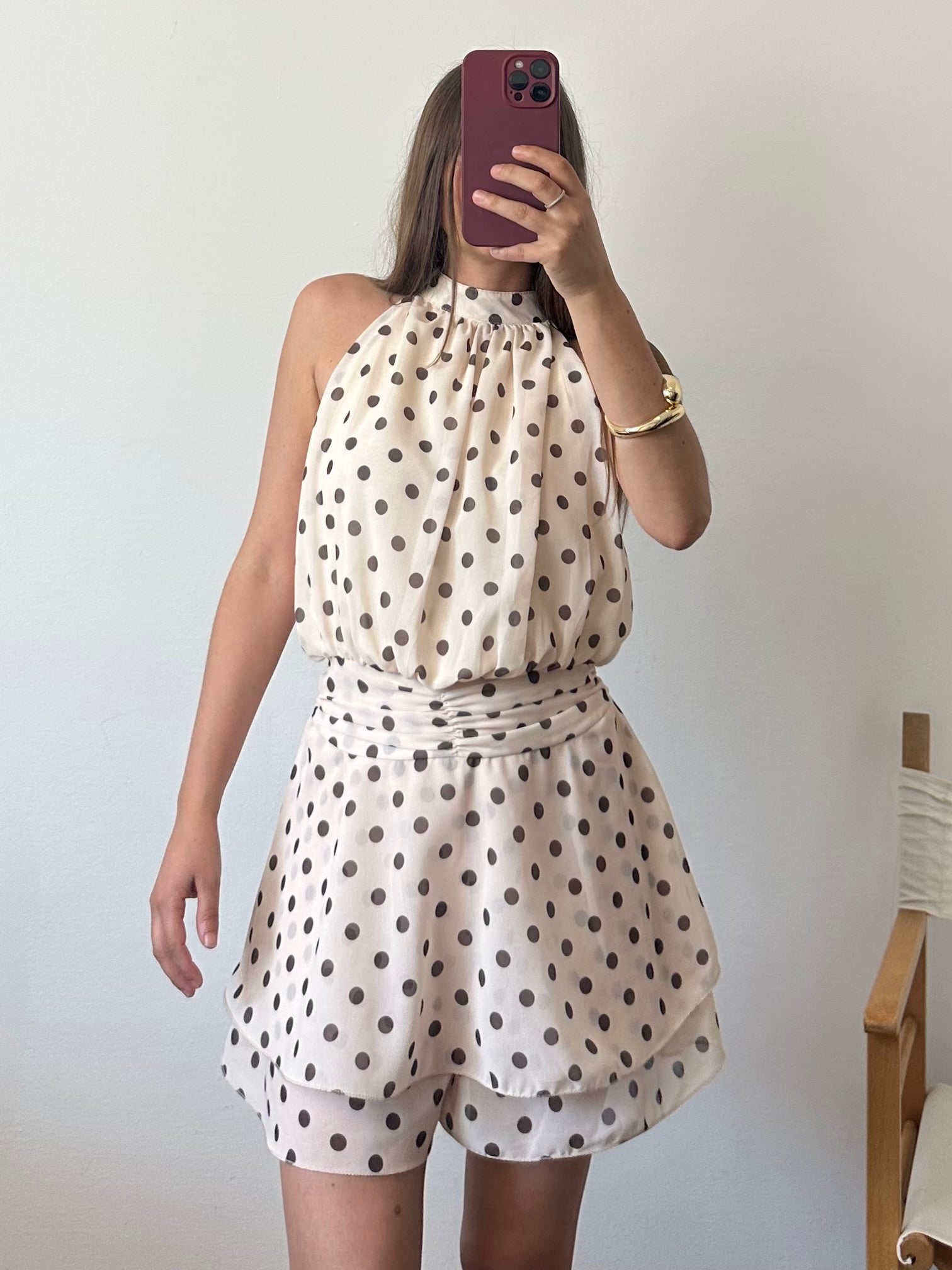ABITO Pois SCOLLO ALL’AMERICANA panna-marrone