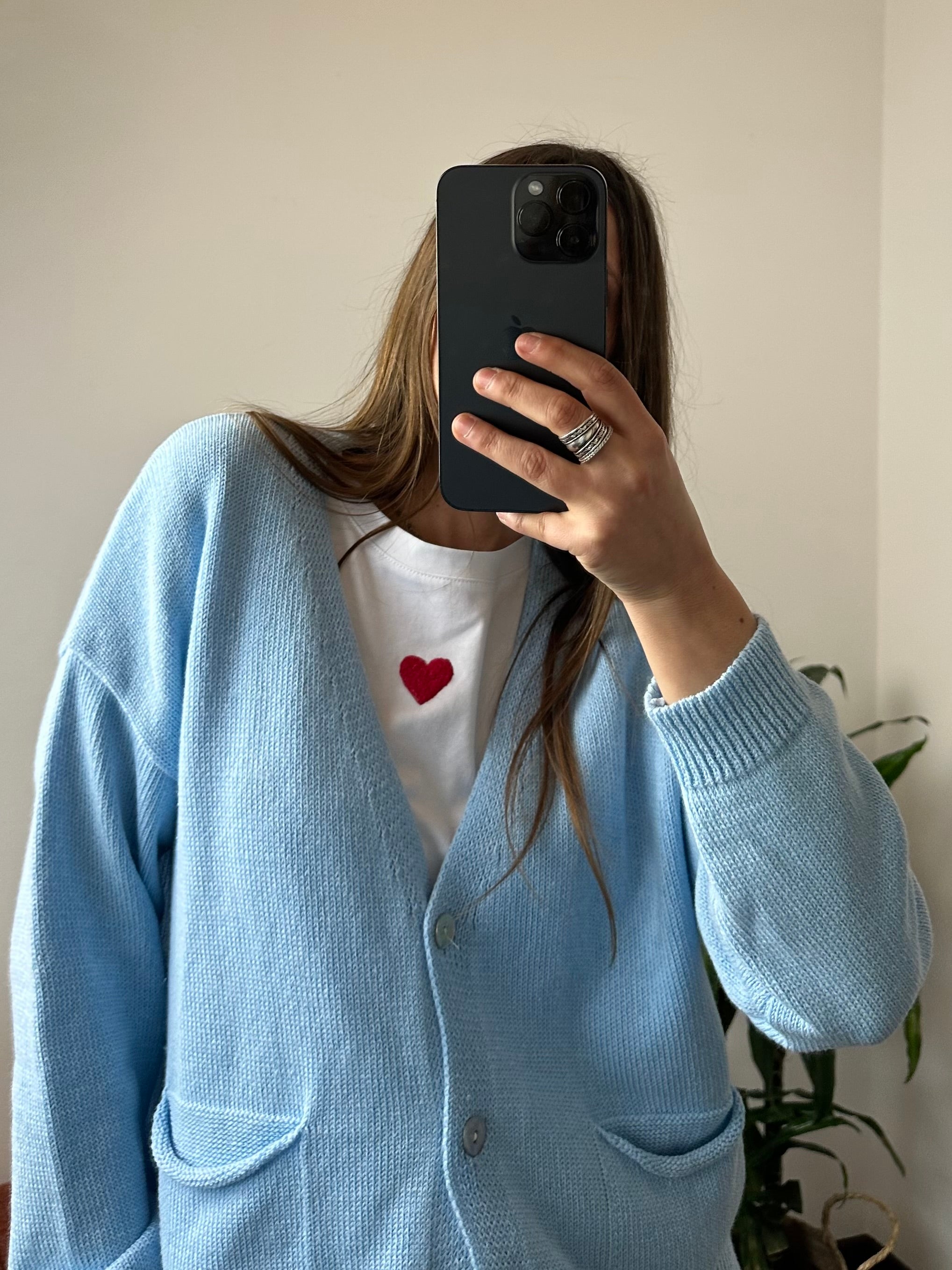 CARDIGAN con tasche in misto cotone AZZURRO