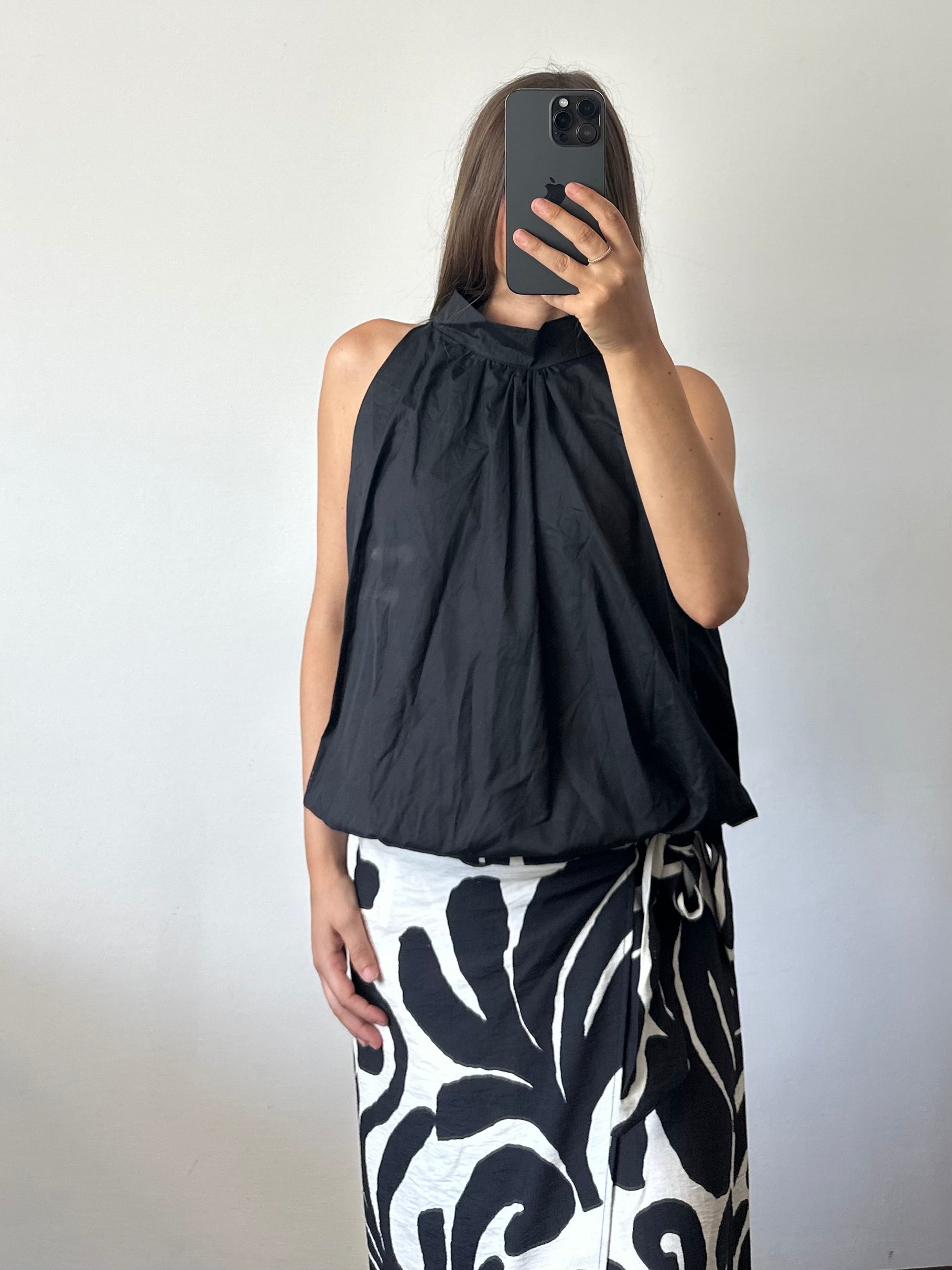 TOP scollo all’americana 100% COTONE NERo