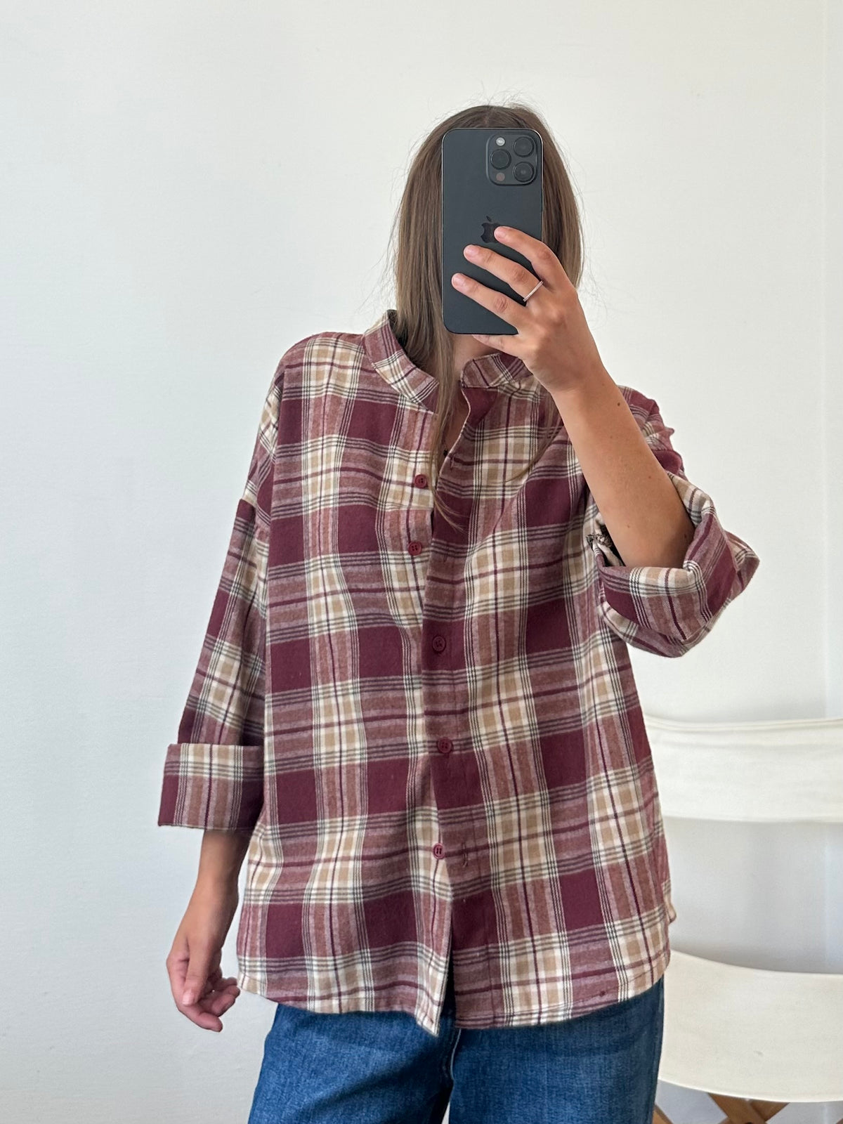 CAMICIA TARTAN COREANA BORGOGNA