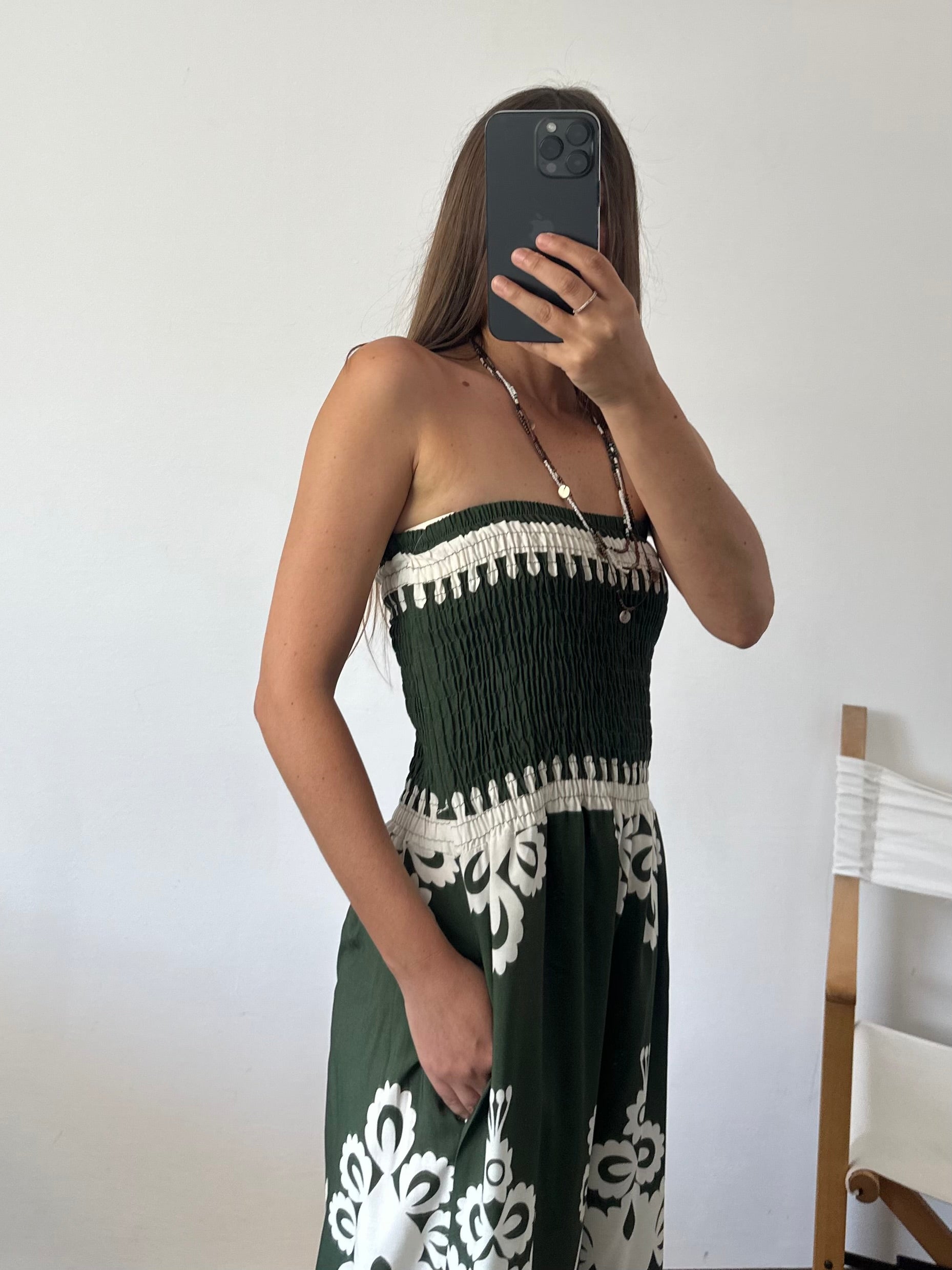 JUMPSUIT 100% VISCOSA STAMPA ETNICA verde