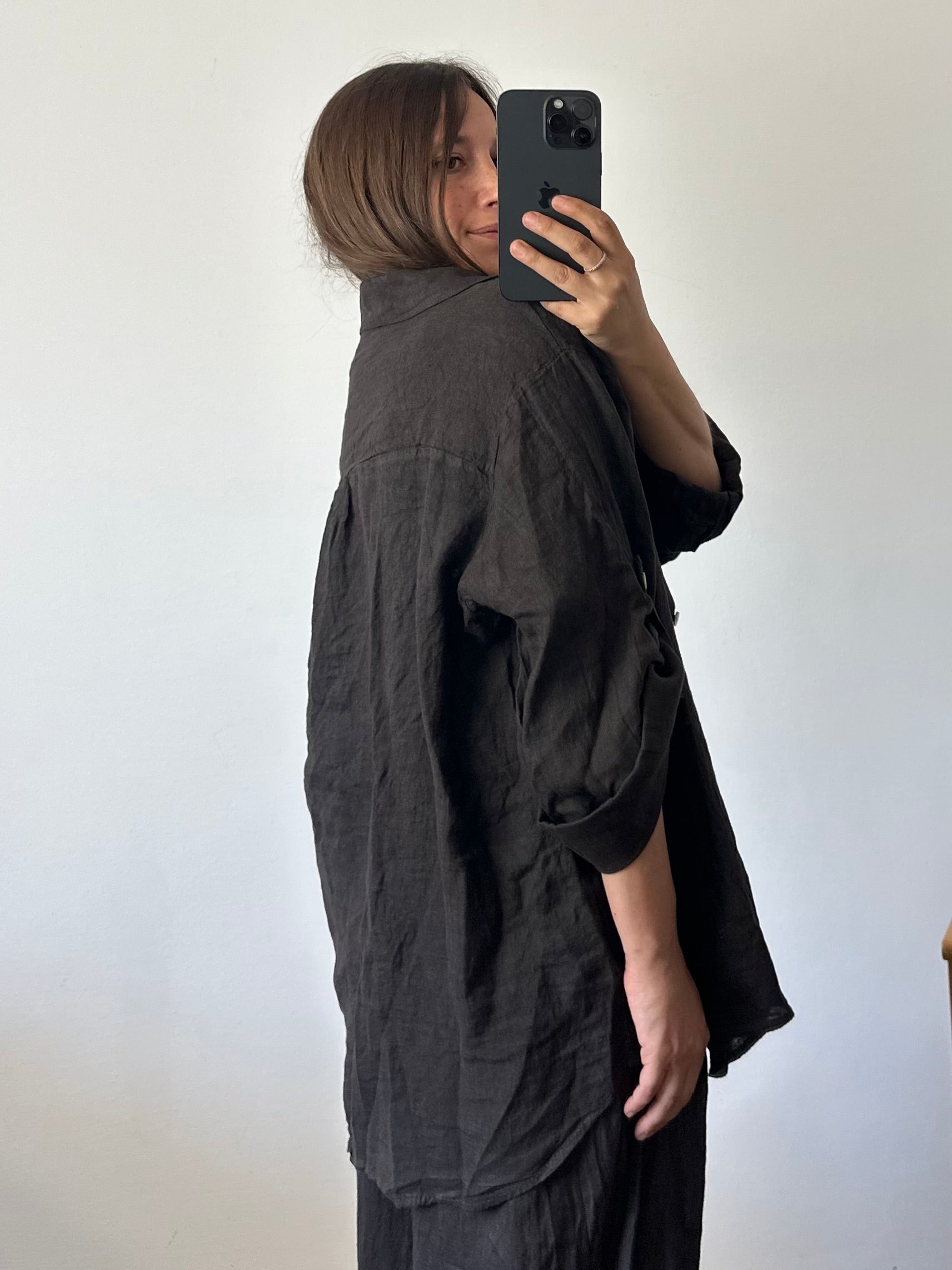 CAMICIA 100% puro LINO cioccolato