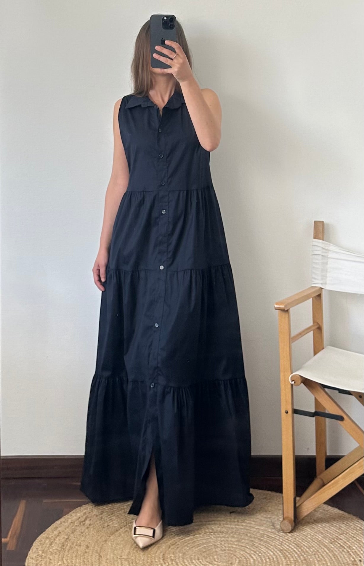 ABITO SMANICATO in cotone blu