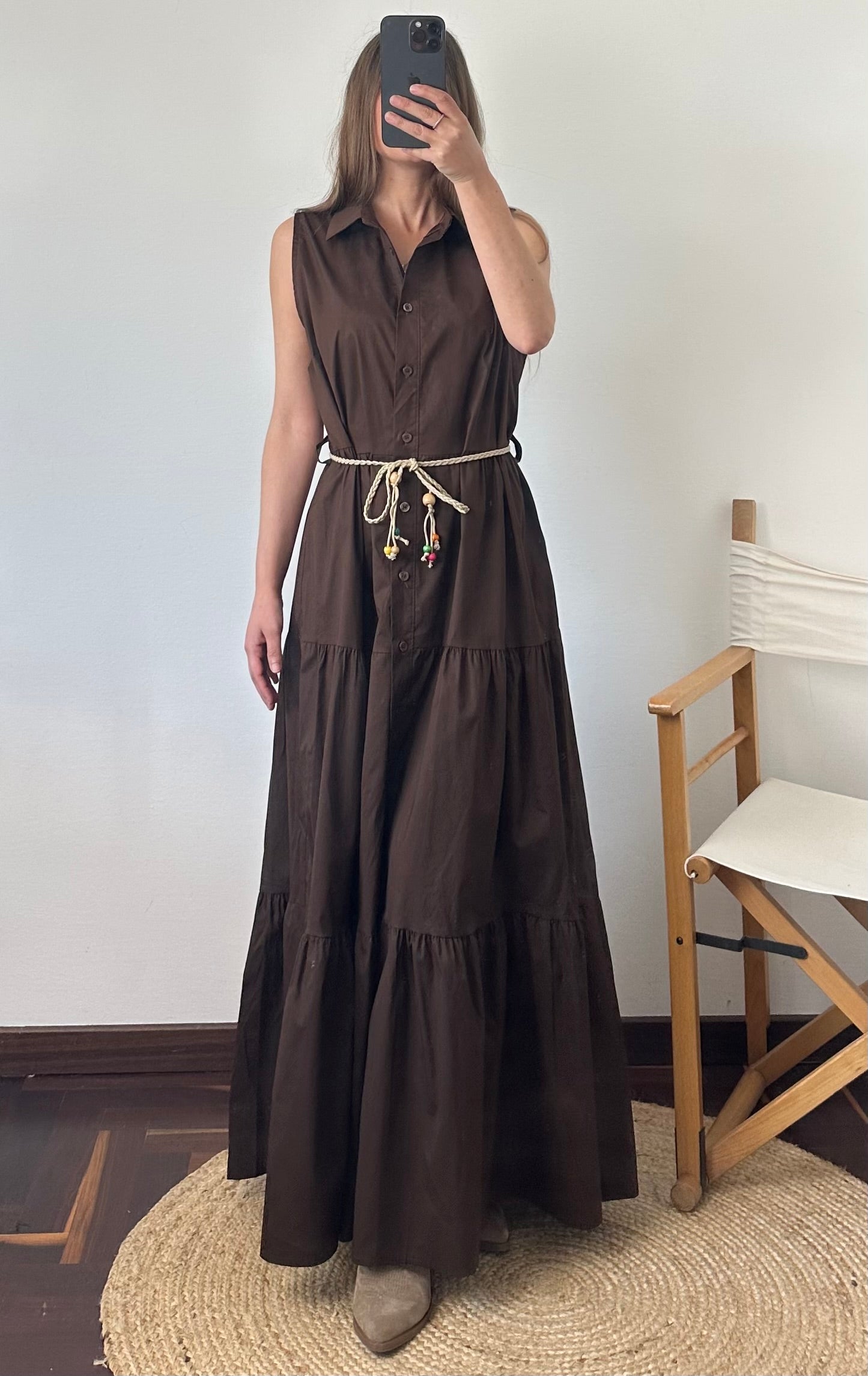 ABITO SMANICATO in cotone cioccolato