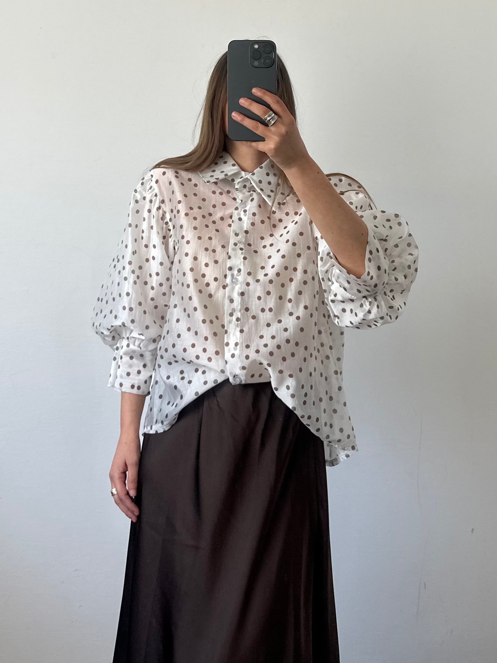 CAMICIA velata a pois Bianca