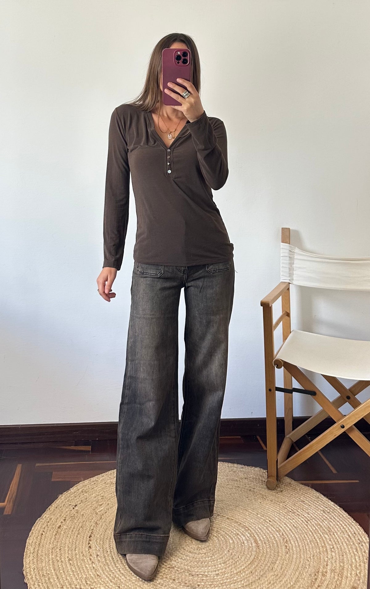 MAGLIA misto CASHMERE con bottoni CIOCCOLATO