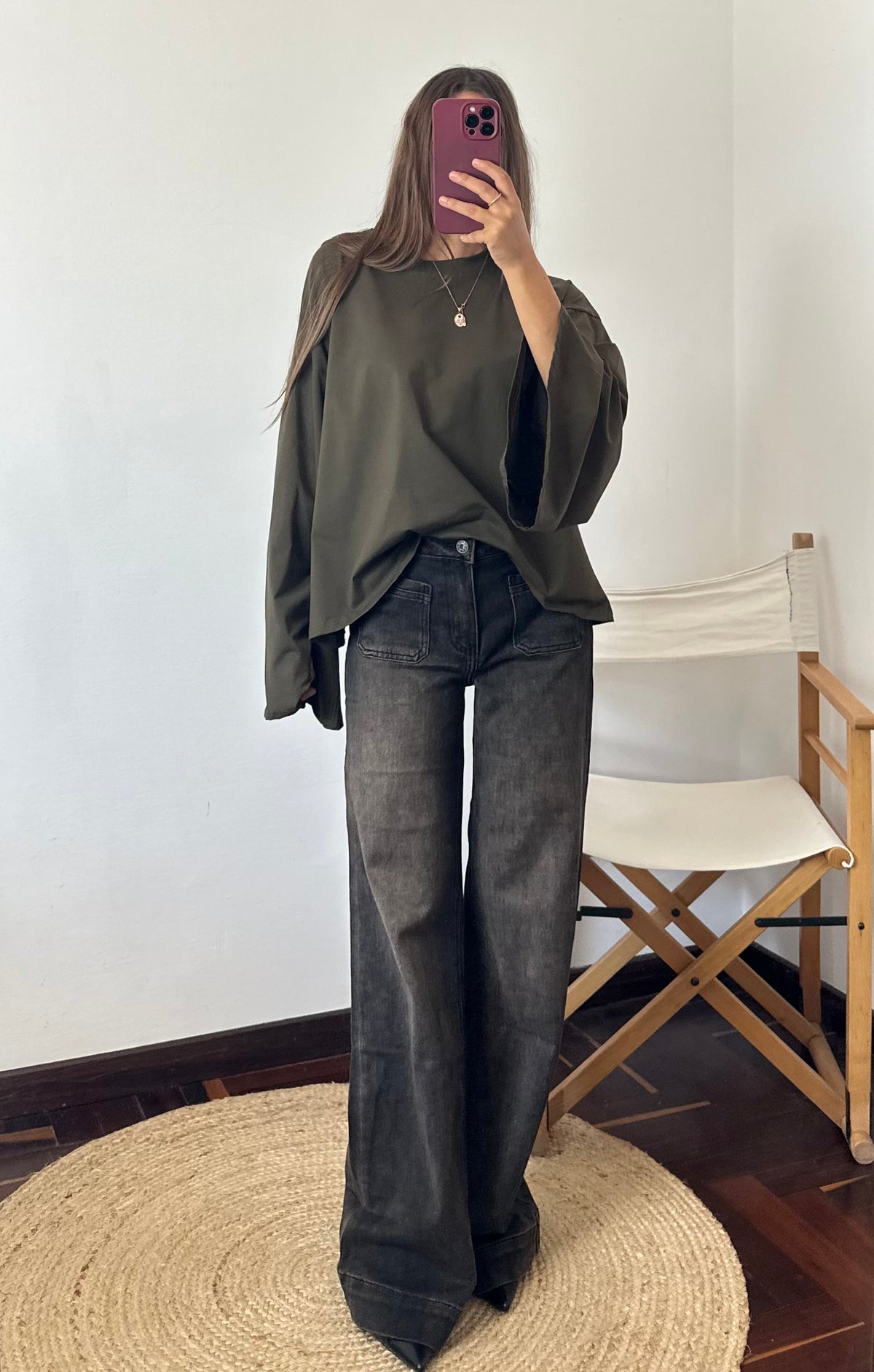 JEANS GAMBA LARGA MARRONE