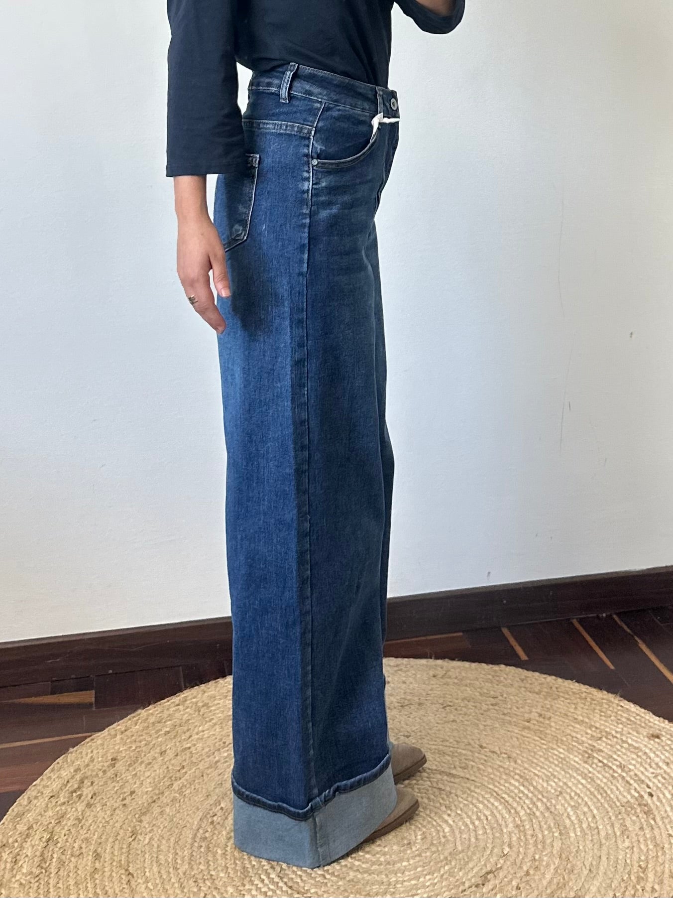 JEANS BLU con risvolto
