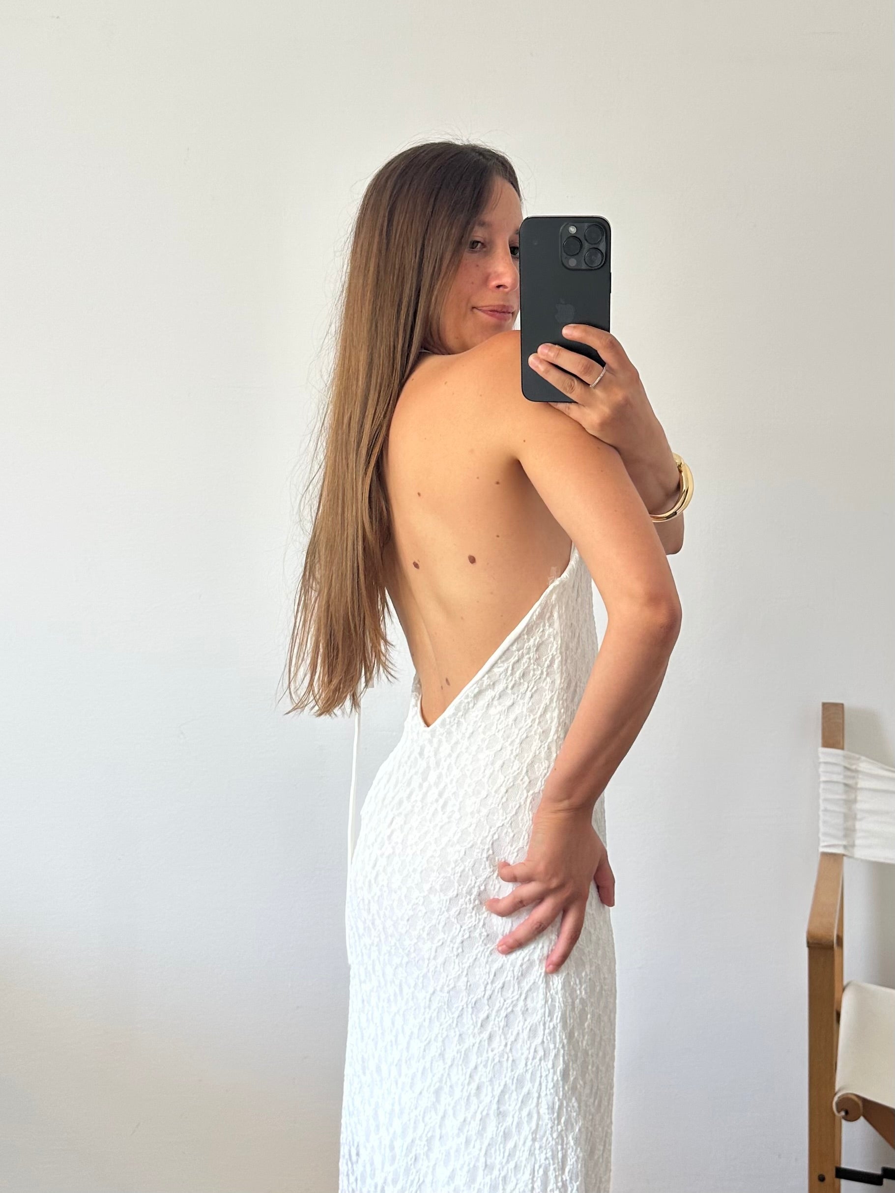Abito lungo pizzo bianco