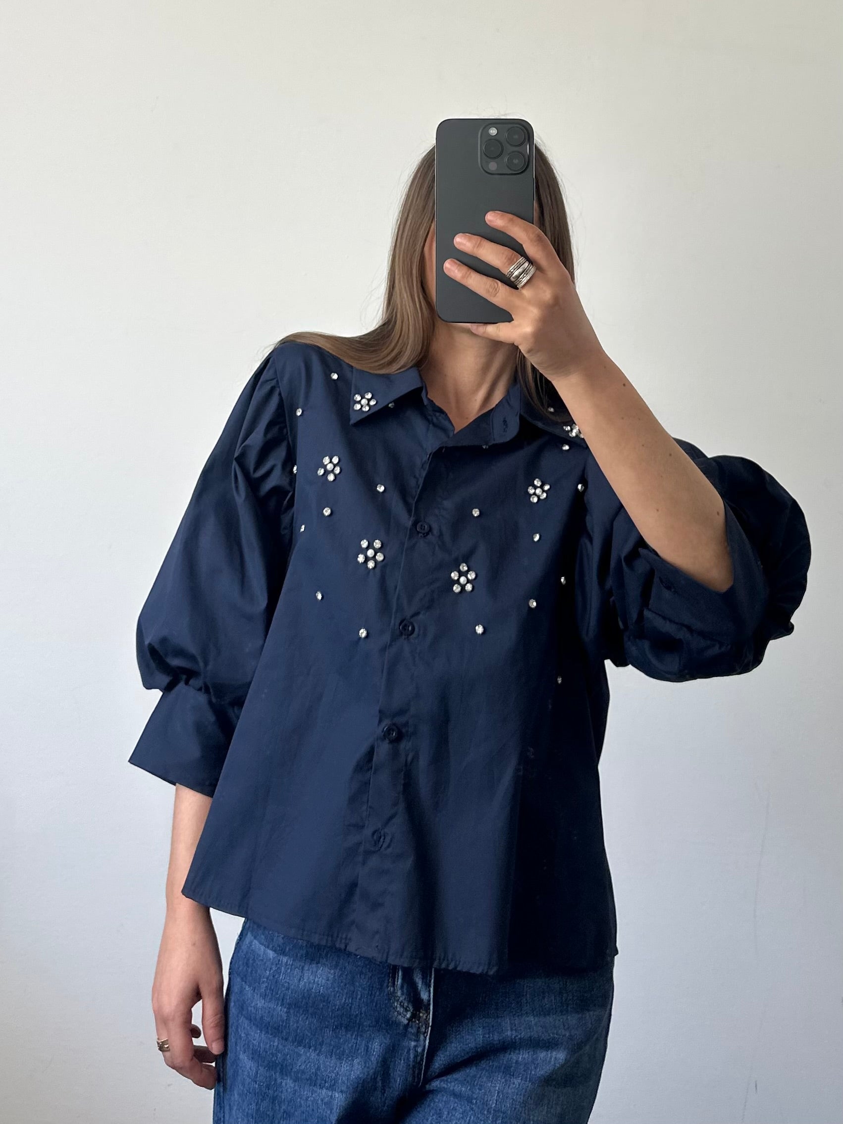 Camicia Swarovski blu