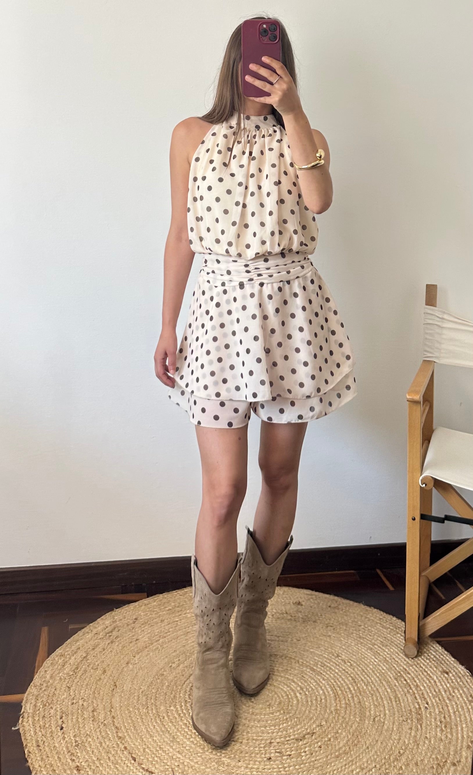 ABITO Pois SCOLLO ALL’AMERICANA panna-marrone