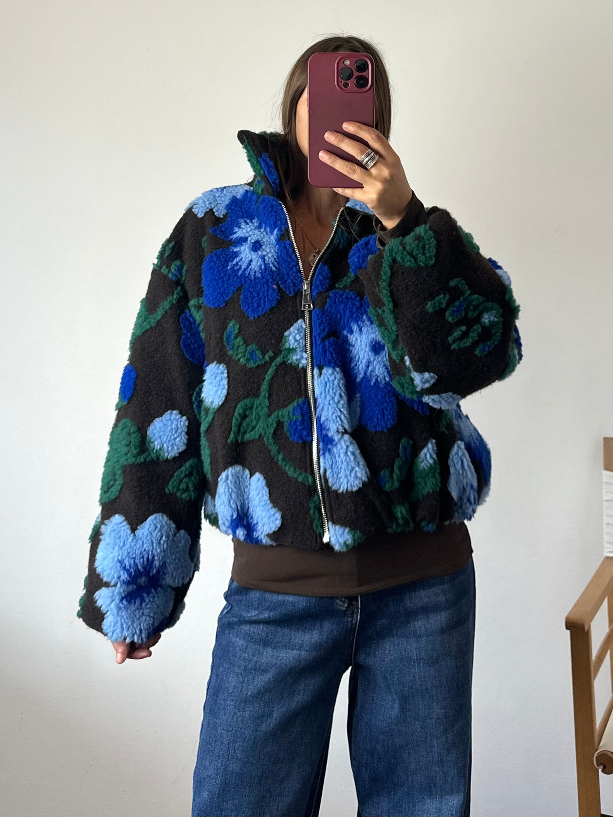 GIACCA PILE FIORE in RILIEVO BLU